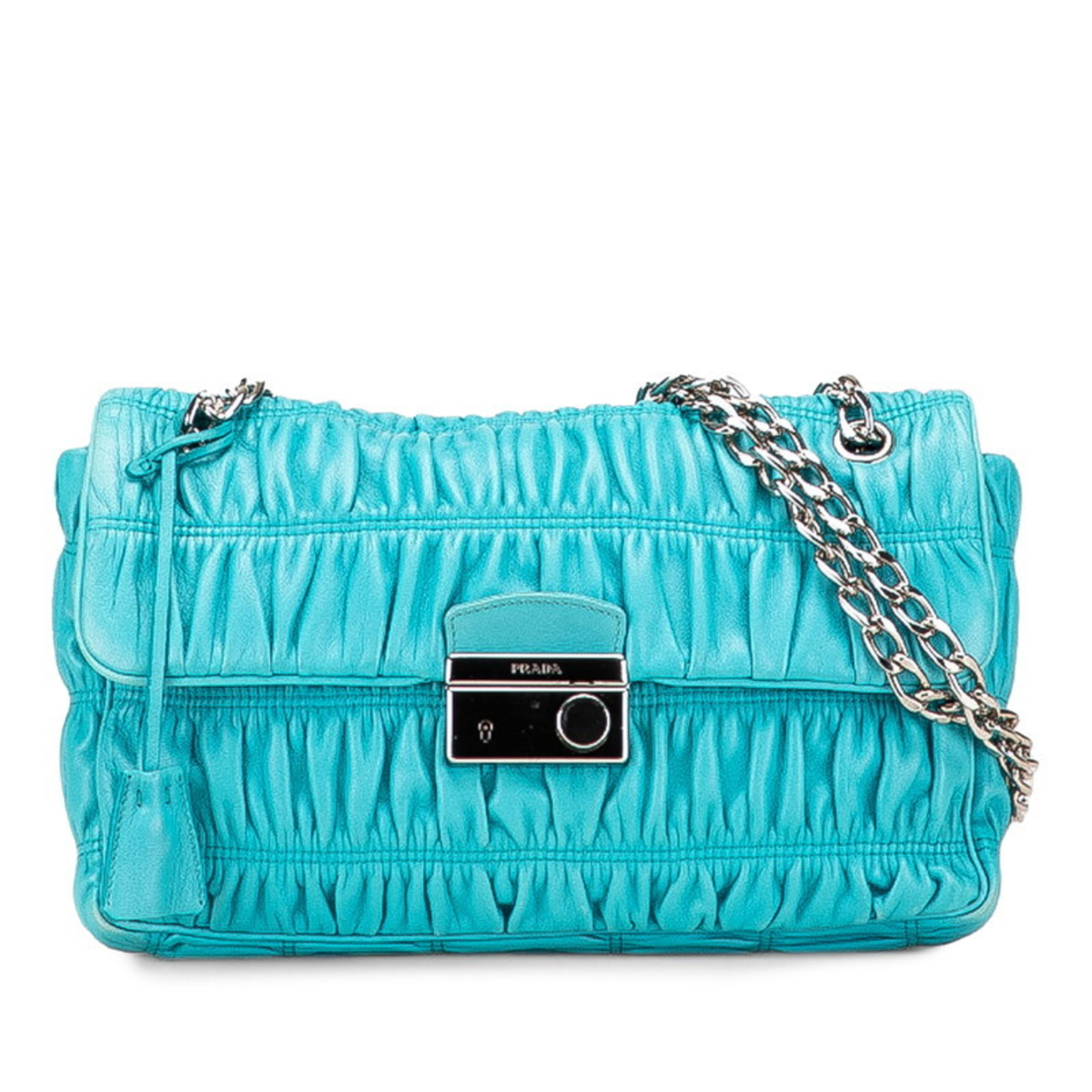 Prada Nappa Gaufre Chain Shoulder Bag BT0939 Blue Leather Women’s PRADA