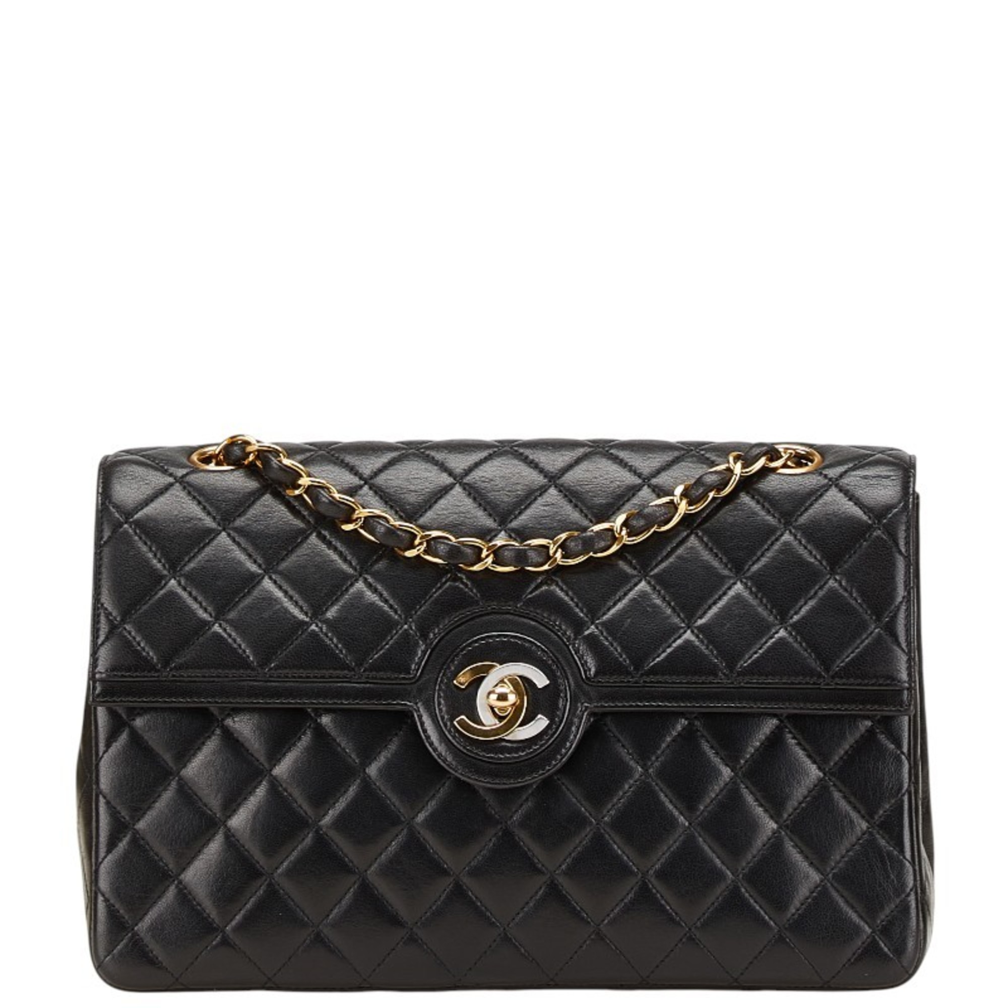 CHANEL Matelasse Coco Mark Paris Limited Edition Chain Shoulder Bag Handbag Black Lambskin Women’s