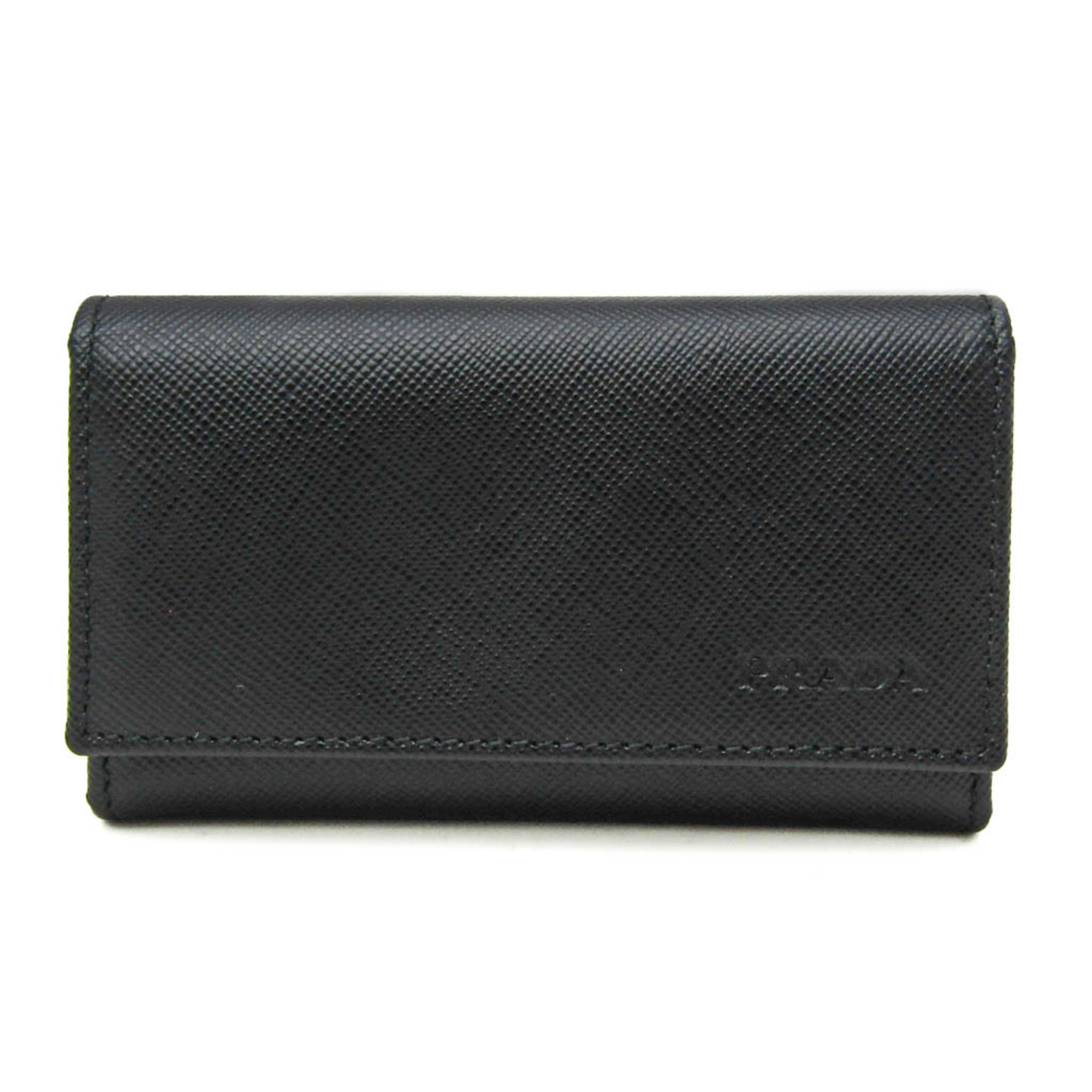 Prada Saffiano 2M0025 Men,Women Leather Key Case Black