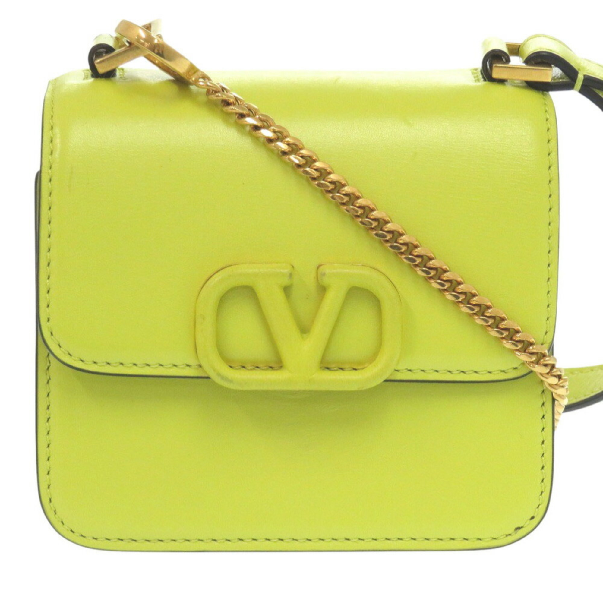 Valentino Garavani V-Sling Calf Leather Yellow Shoulder Bag 0812Valentino