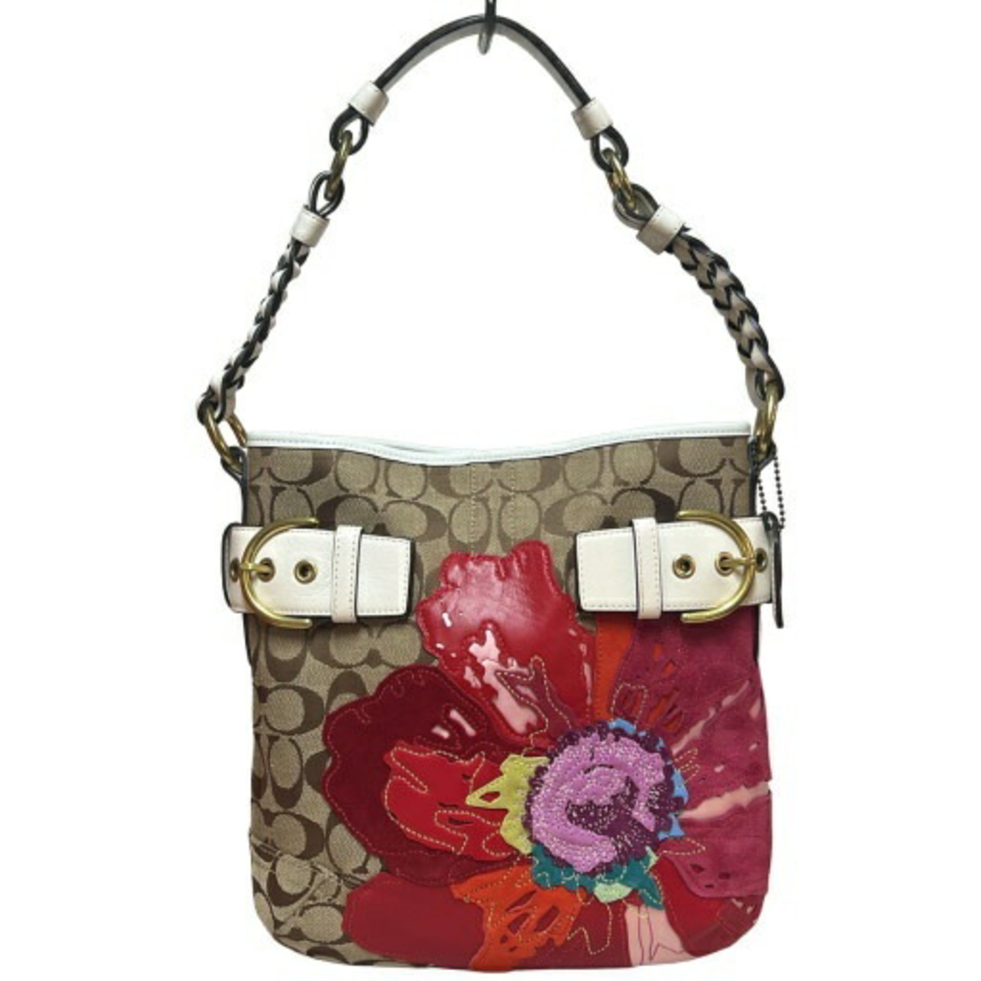 COACH Signature Soho Shoulder Bag with Flower Motif, Leather and Suede, 6123, Mikunigaoka Store, IT6TN3EI5CUS