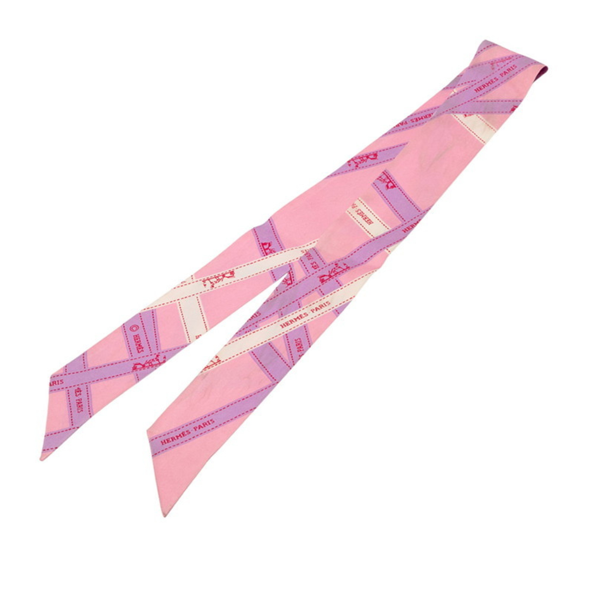 Hermes HermÃ¨s Twilly BOLDUC Ribbon Scarf, Pink and Purple Silk, Women’s