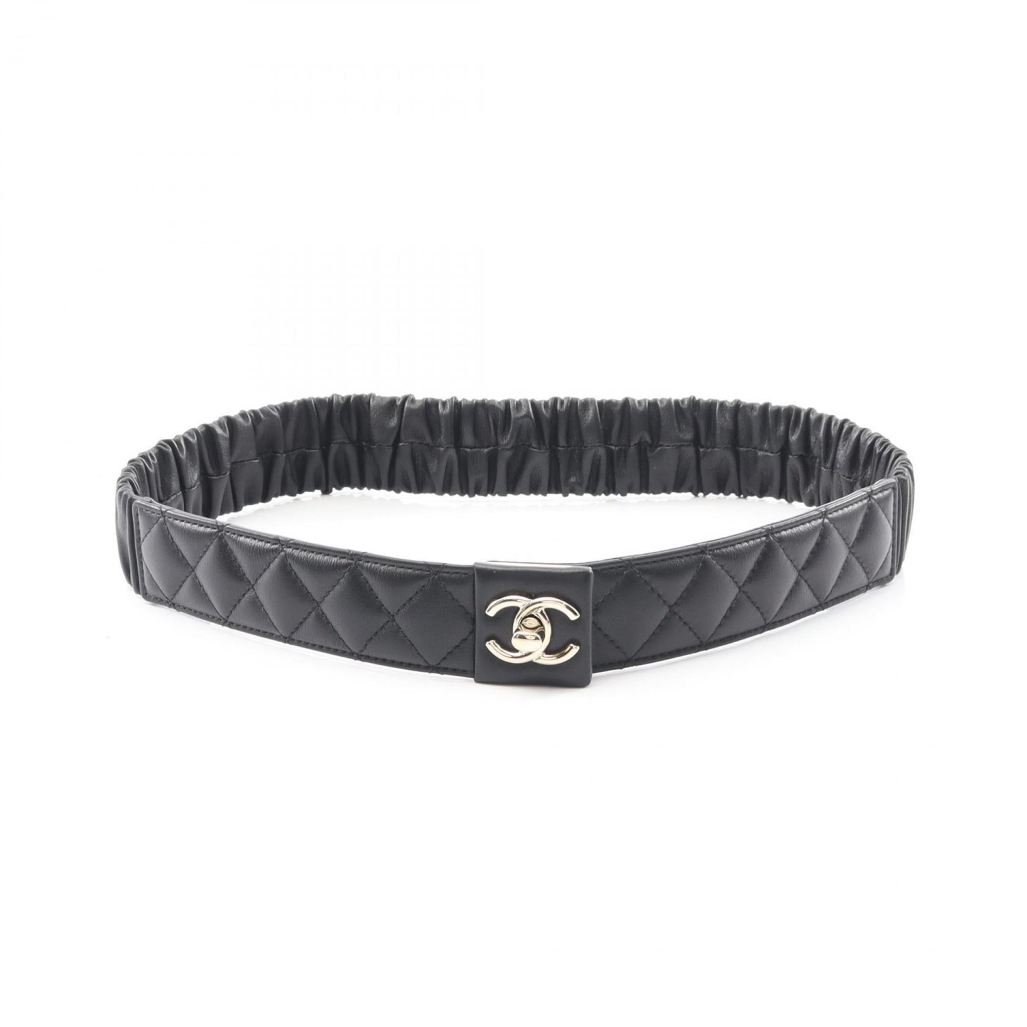 CHANEL Matelasse Belt, Lambskin Leather, Women’s, Black