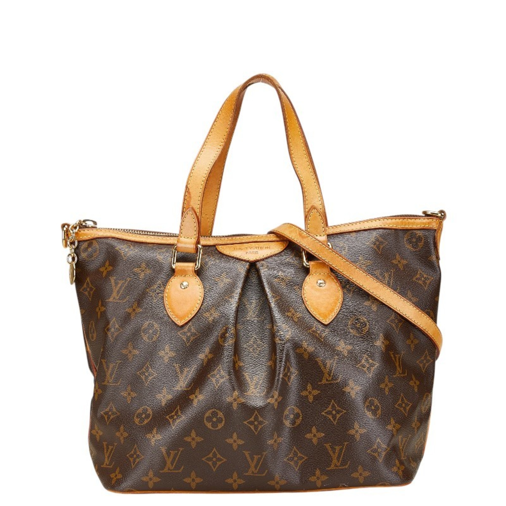 Louis Vuitton Monogram Palermo PM Handbag/Shoulder Bag, 2-Way, M40145, Brown Leather, Women’s, LOUIS VUITTON