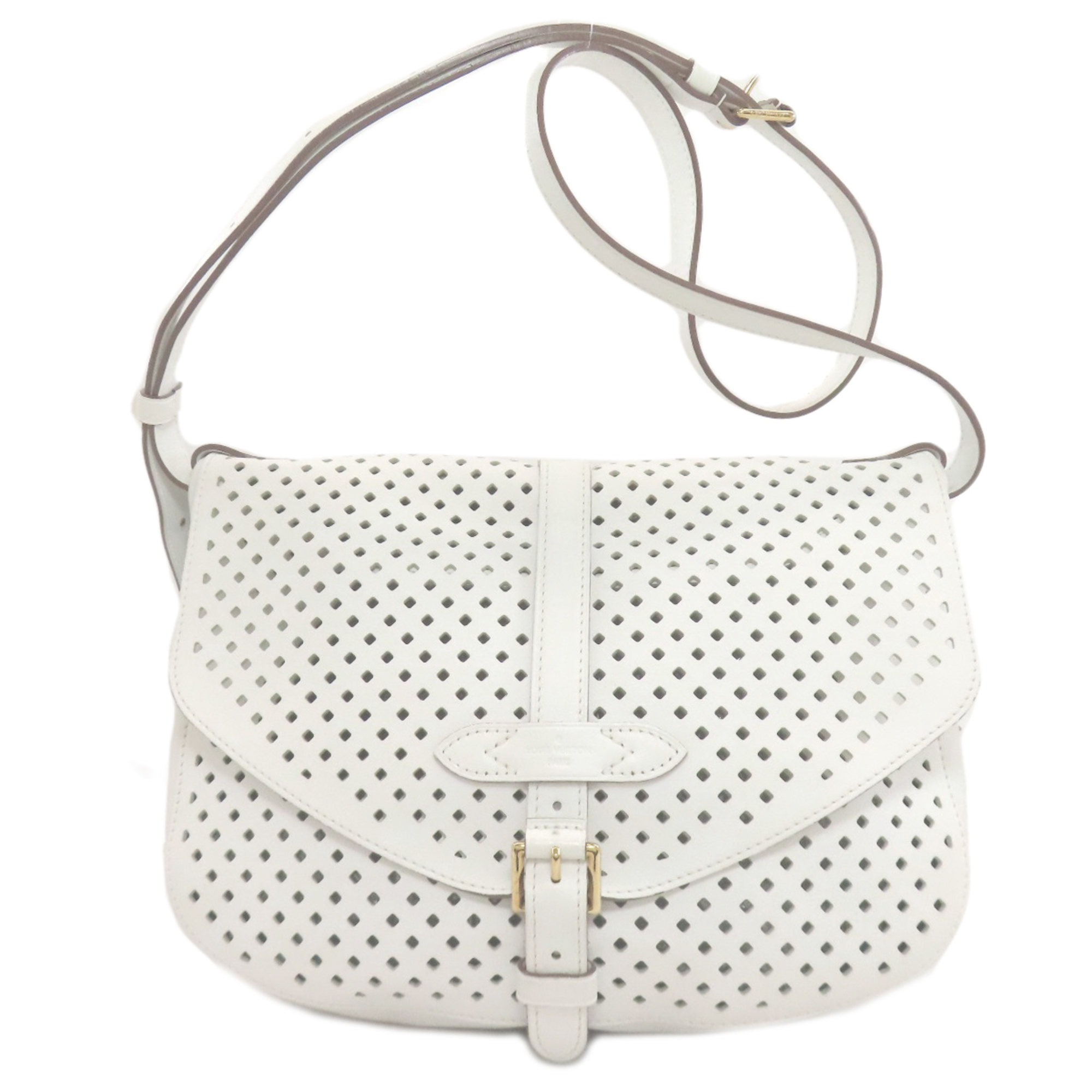 Louis Vuitton M93997 Saumur Perforated Shoulder Bag in Calfskin Leather for Women