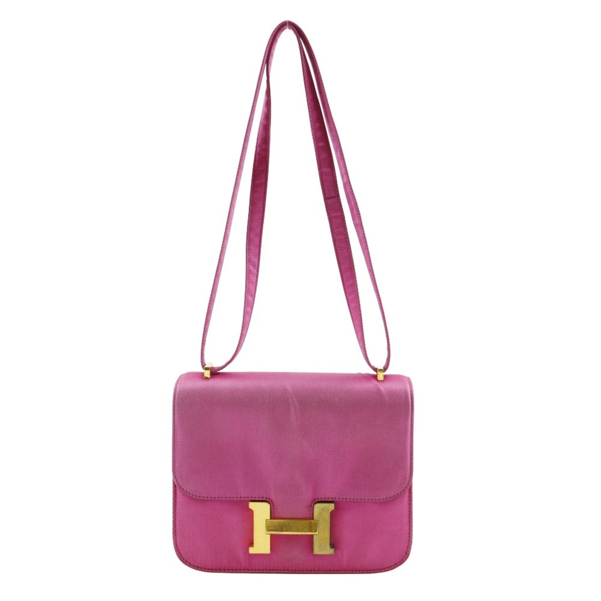 Hermes HermÃ¨s Constance Mini 18 Shoulder Bag, Silk, 2011, Pink/Gold Hardware, Flap, 18, Women’s