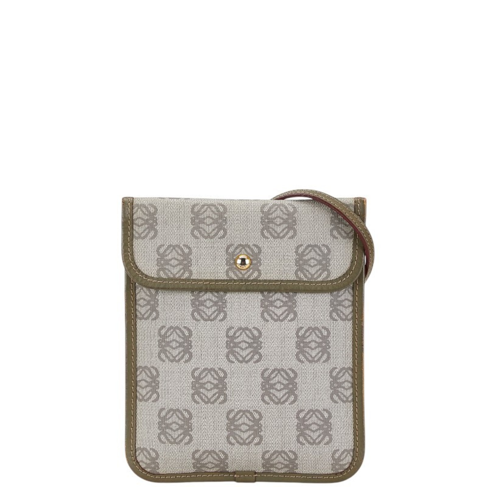 Loewe Anagram Shoulder Bag in Khaki Green Leather for Women