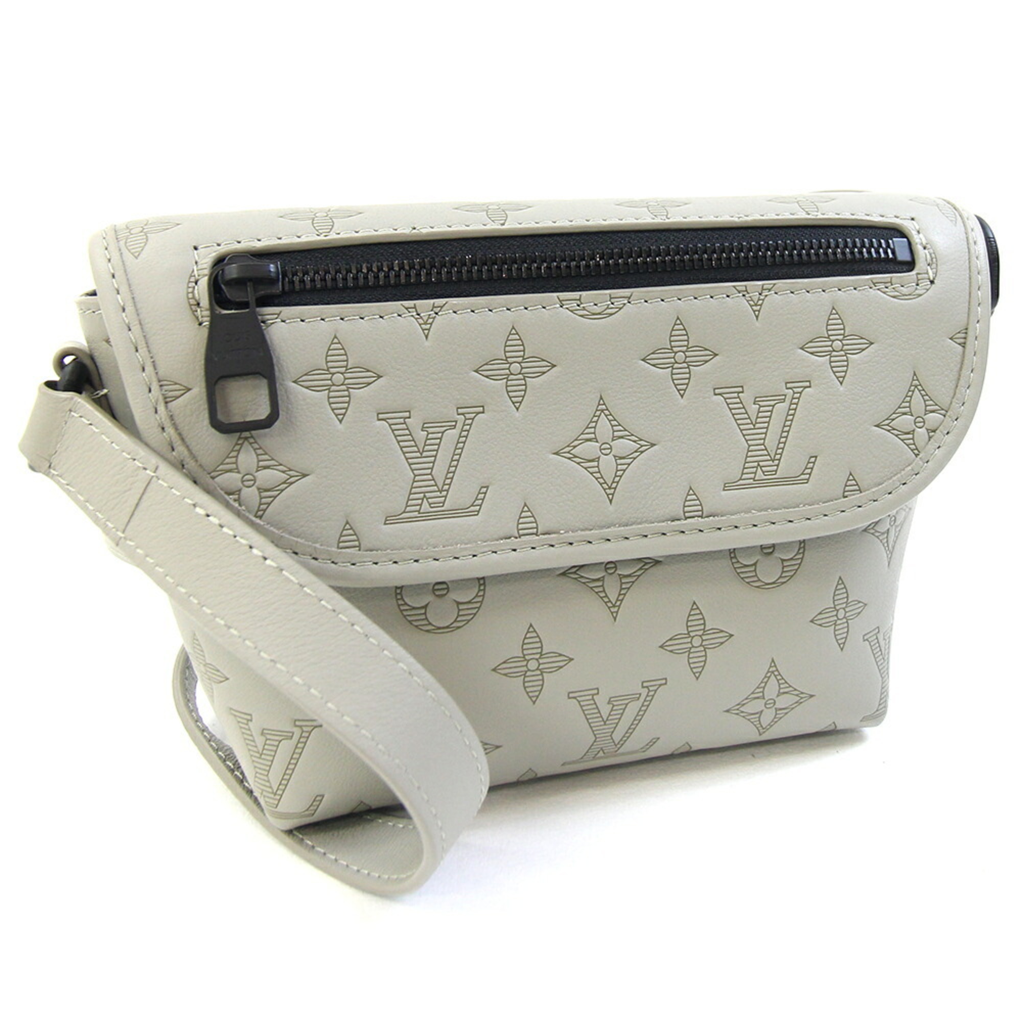 Louis Vuitton Monogram Shadow Pulse Wearable Wallet Shoulder Bag M14794 Sand Light Gray Men’s LOUIS VUITTON