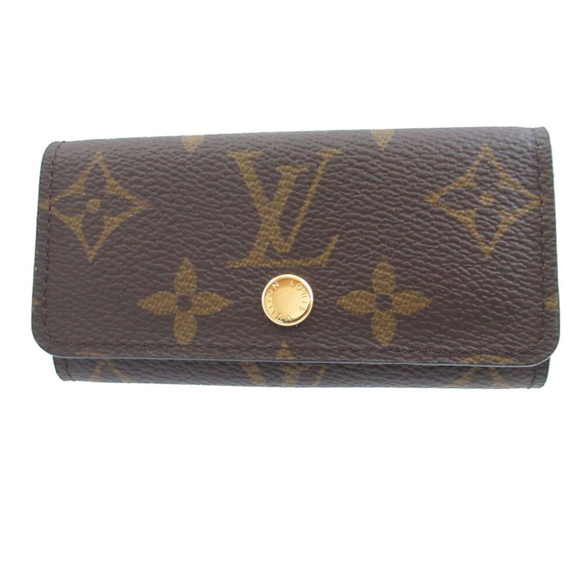 Like new Louis Vuitton Multicle IC chip Monogram Brown 4-ring key case 1900LOUIS VUITTON