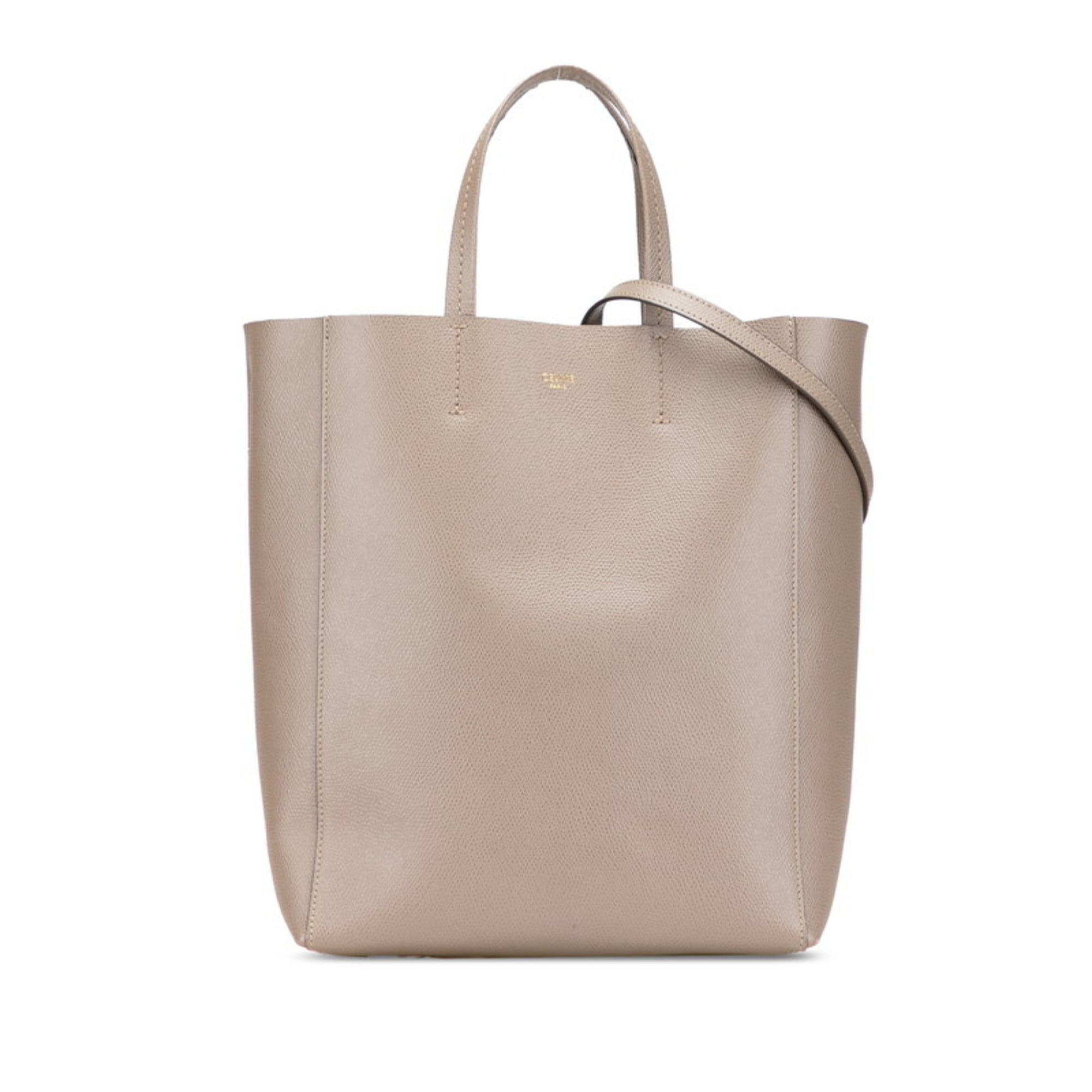 Celine Vertical Cabas Small Tote/Shoulder Bag, 2-Way, 176183, Beige Leather, Women’s, CELINE