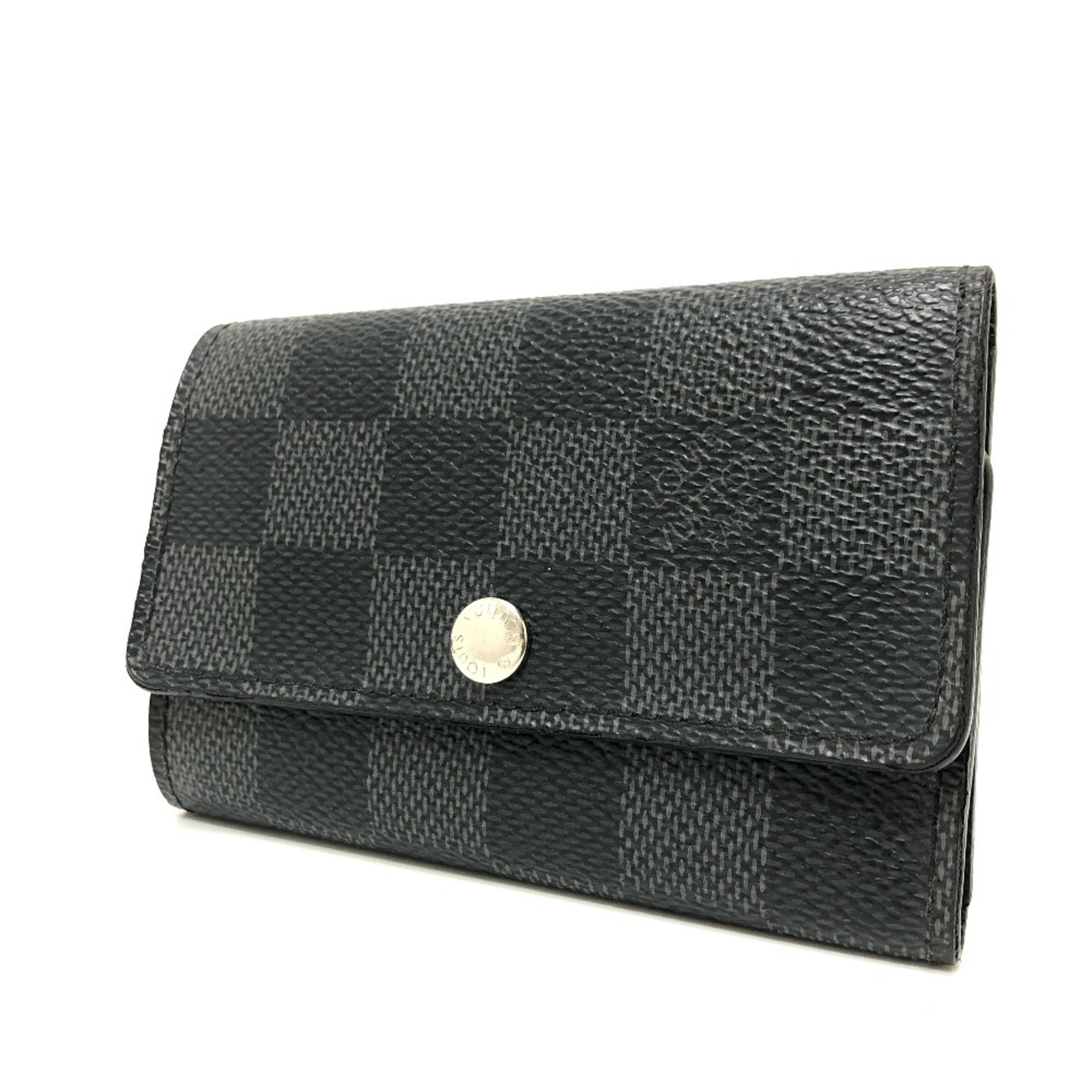LOUIS VUITTON N62662 Damier Graphite Multicle 6 Key Case, Men’s, Black, Canvas