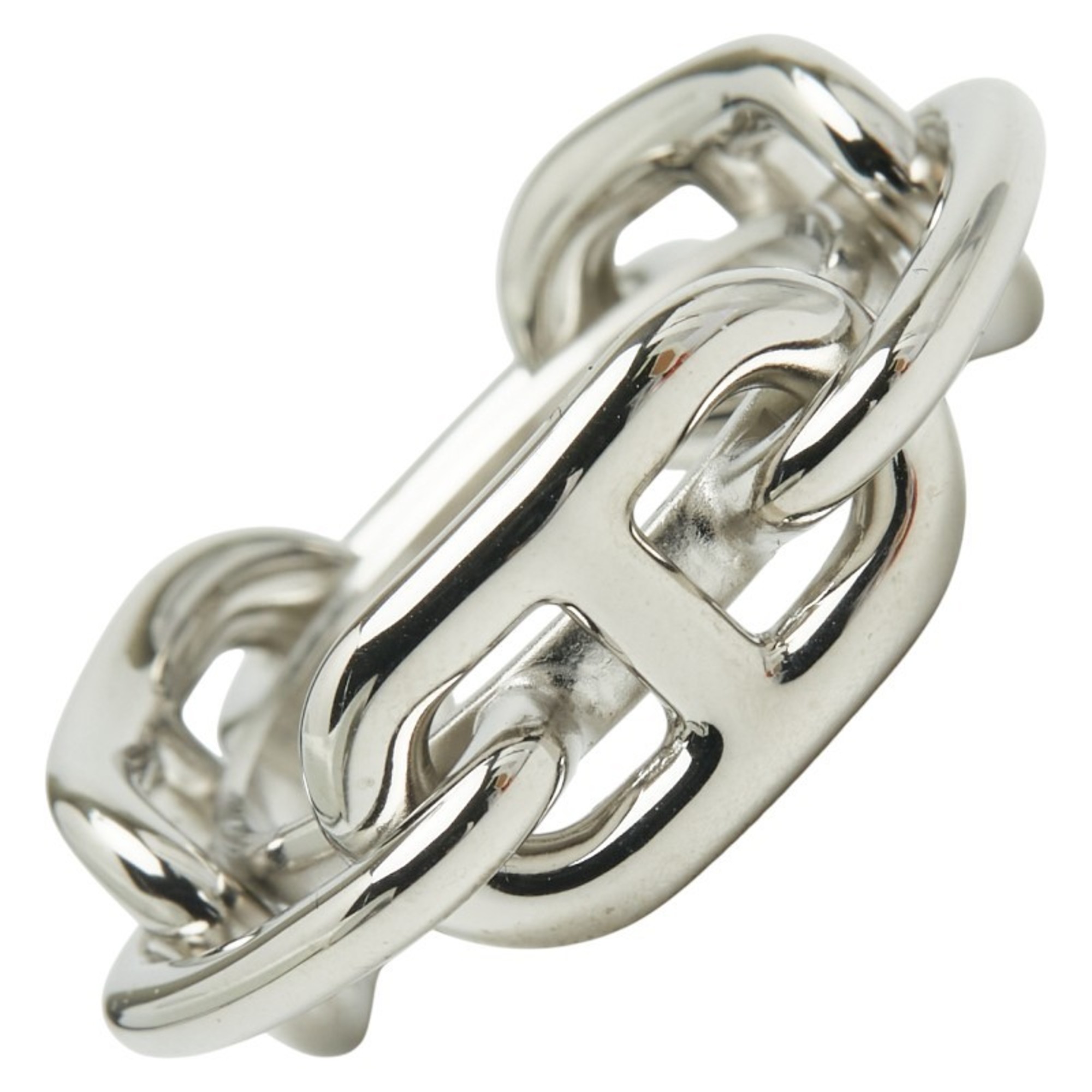 Hermes Chaine d’Ancre Scarf with Ring, Silver Metal, Women’s, HERMES