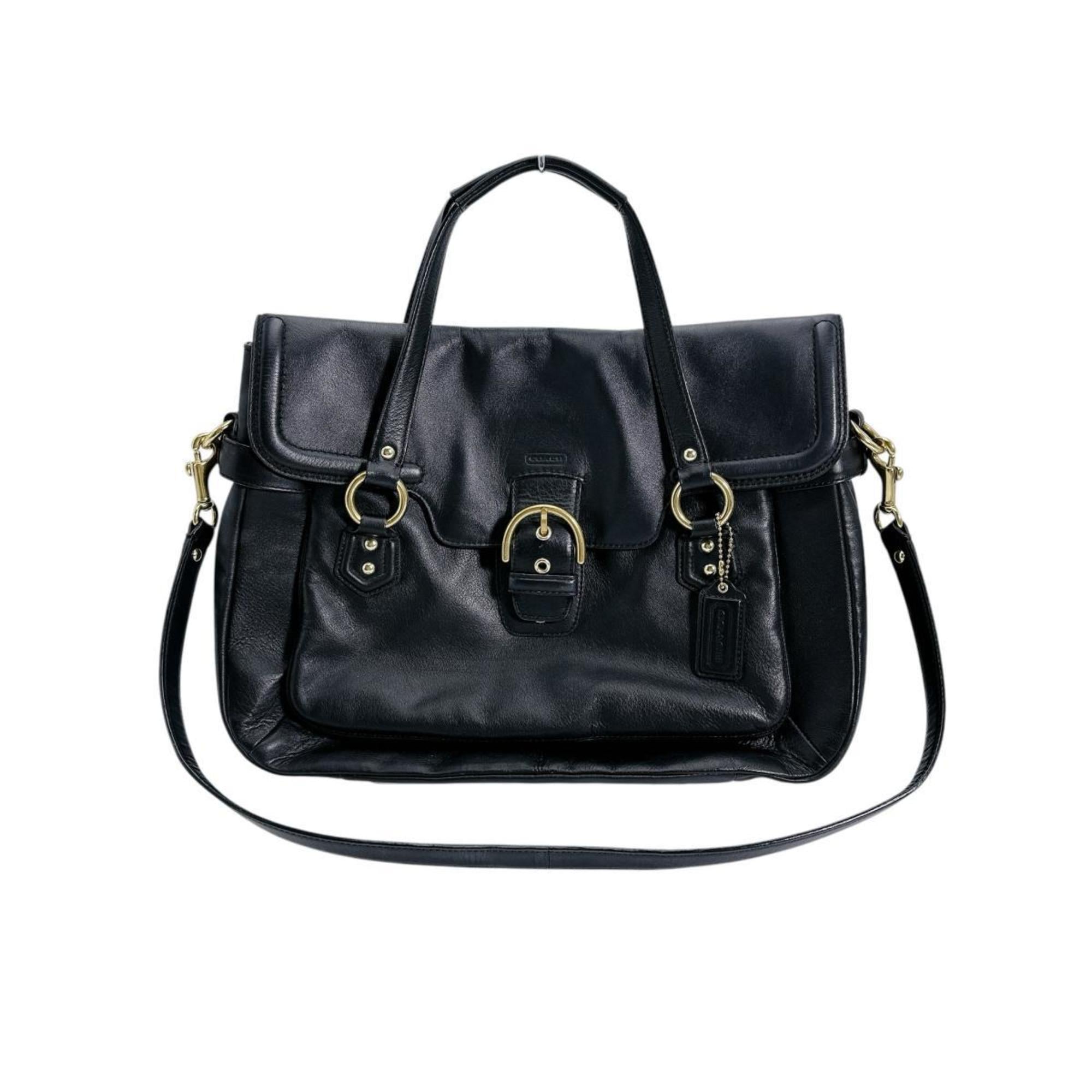 Coach Magnetic Flap Leather Shoulder Bag F26127 Black