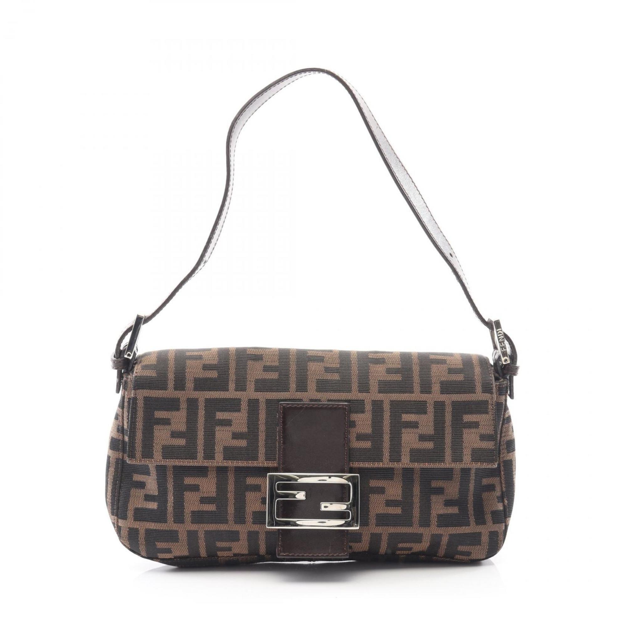 Fendi Mamma Bucket Zucca Handbag, Canvas and Leather, Women’s, Brown, 2348-26424-008