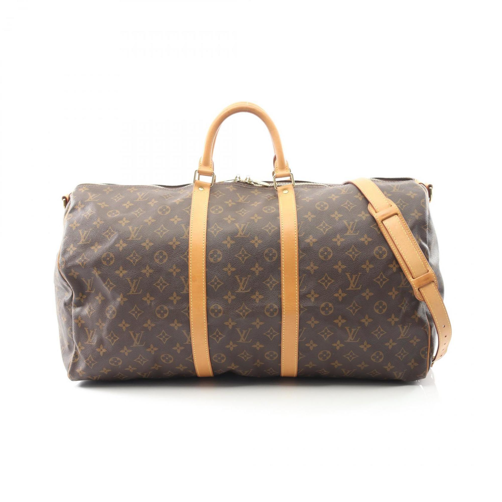 Louis Vuitton Keepall Bandouliere 55 Boston Bag, Coated Canvas and Leather, Monogram, Men’s Women’s, Brown, M41414