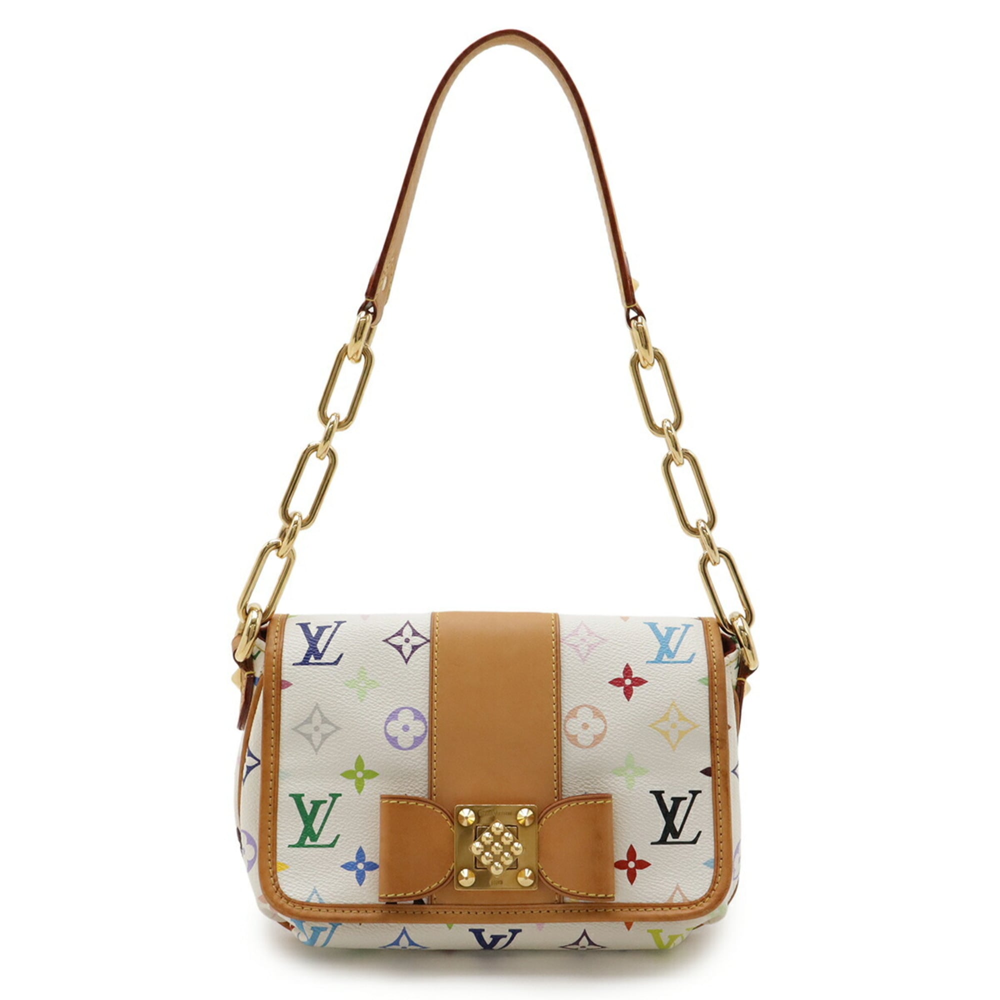 LOUIS VUITTON Monogram Multicolore Patty Shoulder Bag, Chain Ribbon, Blanc, White, M40305