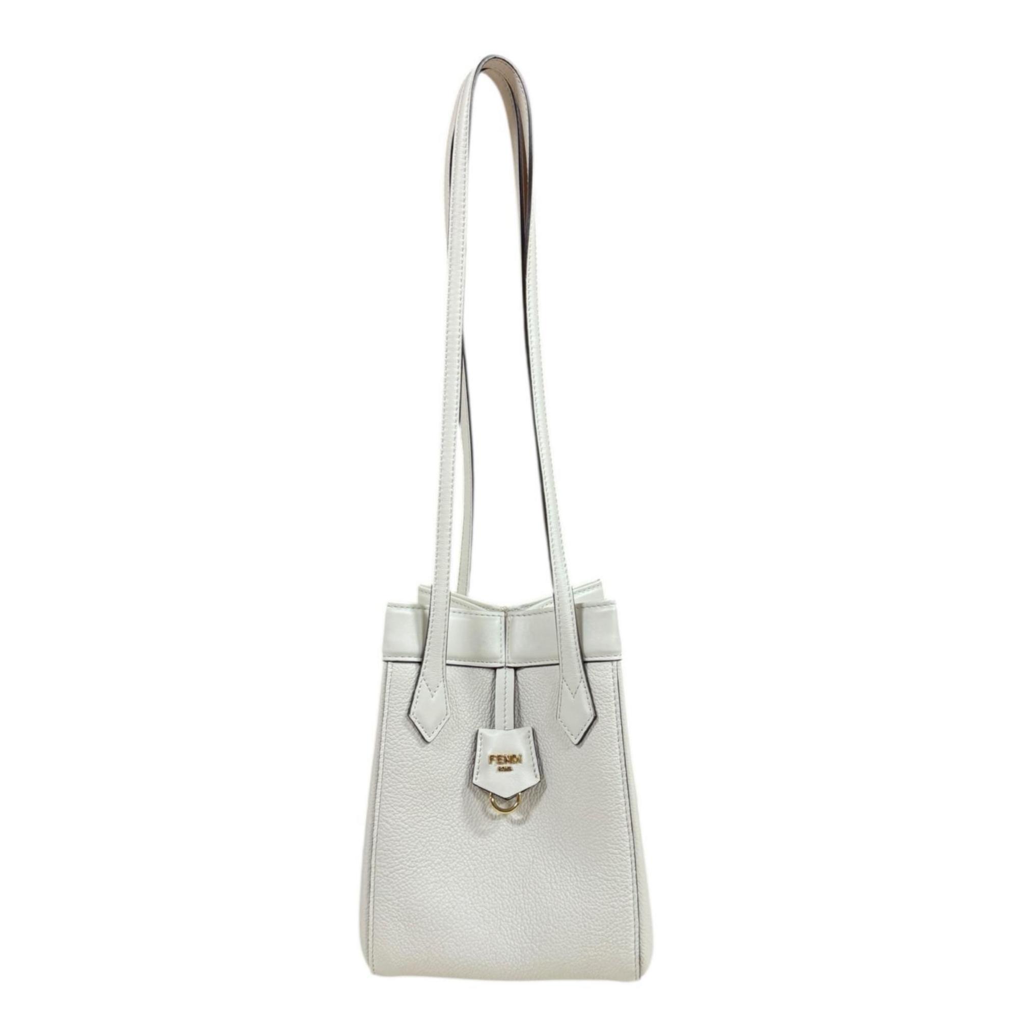 Fendi Origami Mini Shoulder Bag, Leather, 8BS083, White, Women’s, FENDI