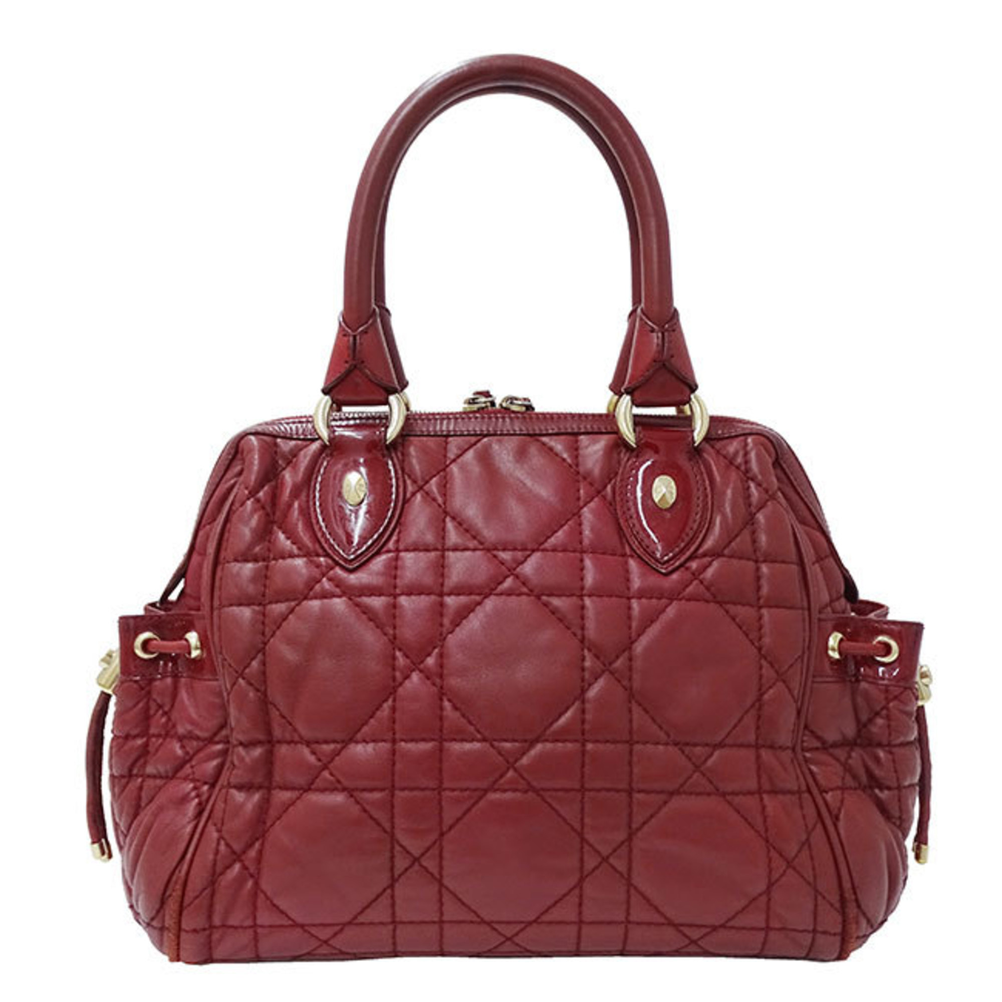 Christian Dior Dior Bag Women’s Handbag Cannage Leather Red Quilted