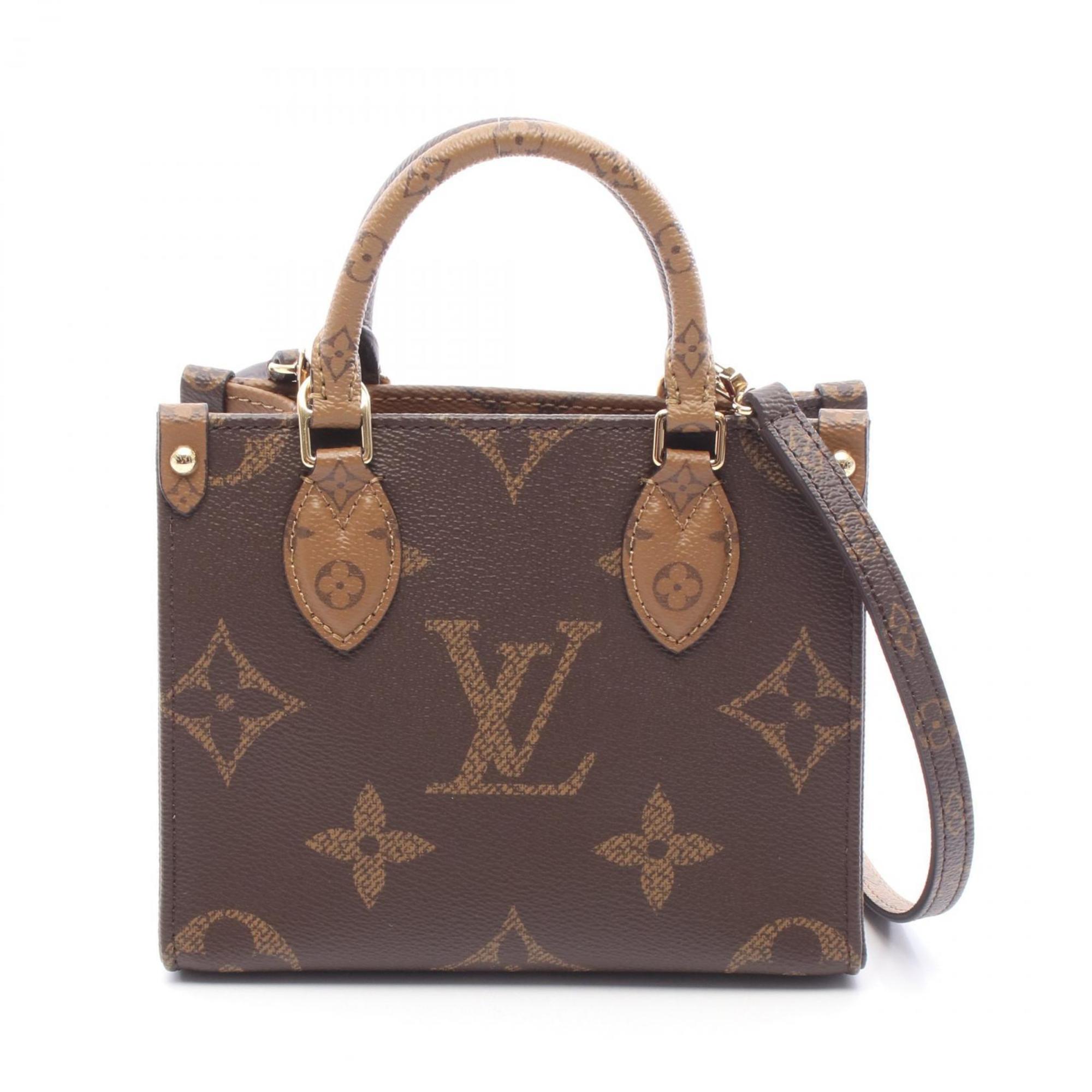 Louis Vuitton On the Go BB Handbag, PVC-Coated Canvas and Leather, Monogram Reverse, Women’s, Brown, M46839