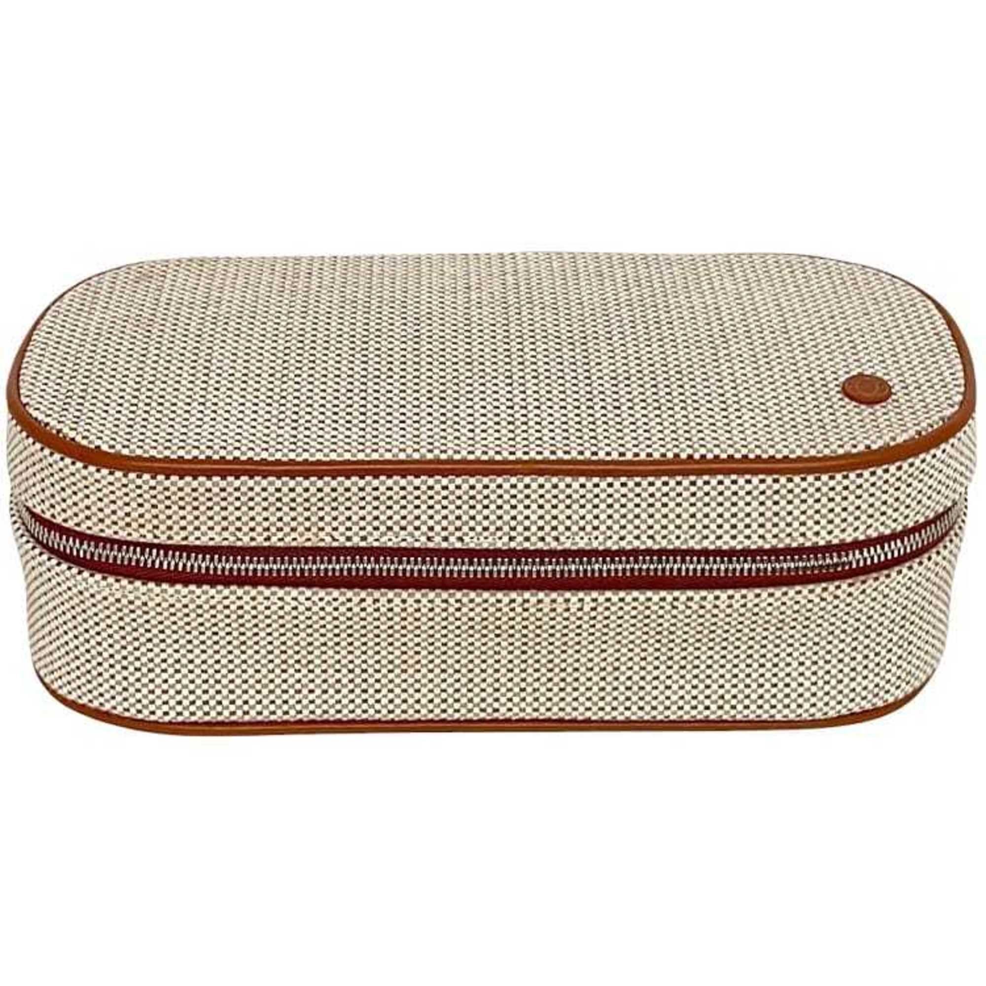 Hermes HermÃ¨s Escale Pouch f-24308 Cognac Cotton 100% Jacquard Canvas for Men and Women, Toile H