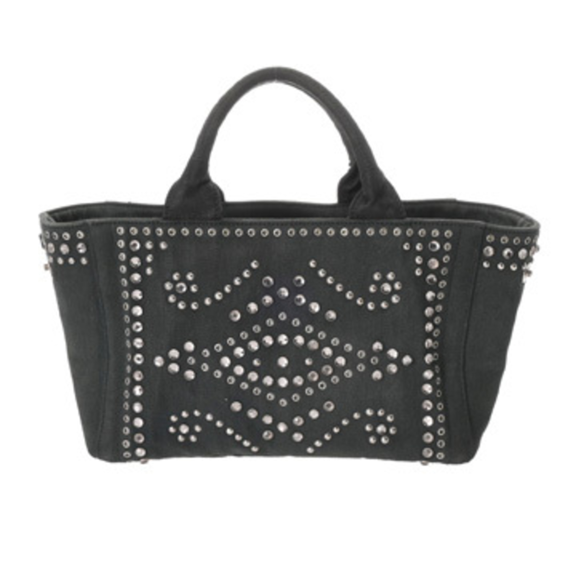 PRADA Prada Canapa Tote Bag in Moss Green with Studs and Beads (BN2642) – Women’s Canvas Handbag, Condition: B, Pre-owned, Ginzo