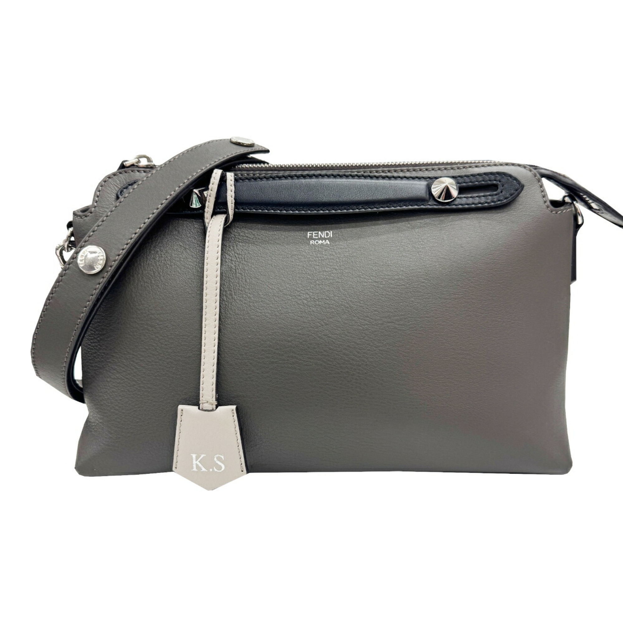 FENDI By the Way 8BL124 Medium Gray Shoulder Bag/Handbag for Women with Initials