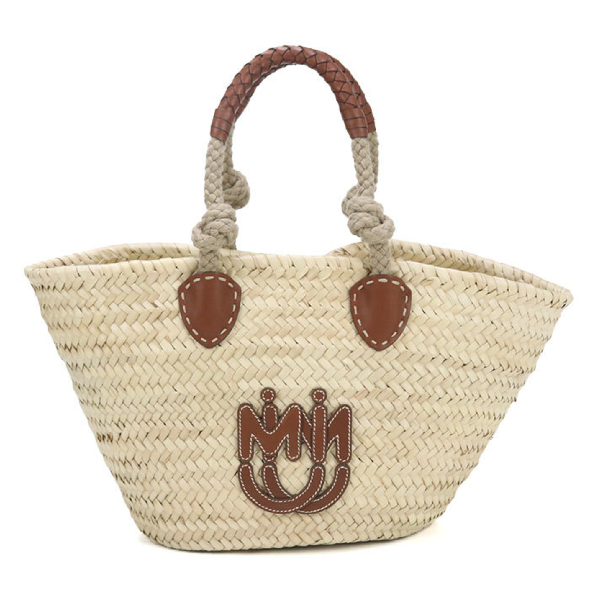 Miu Miu MIU Basket Bag 5BG206 2DDH F0A5T Tote for Women, Beige