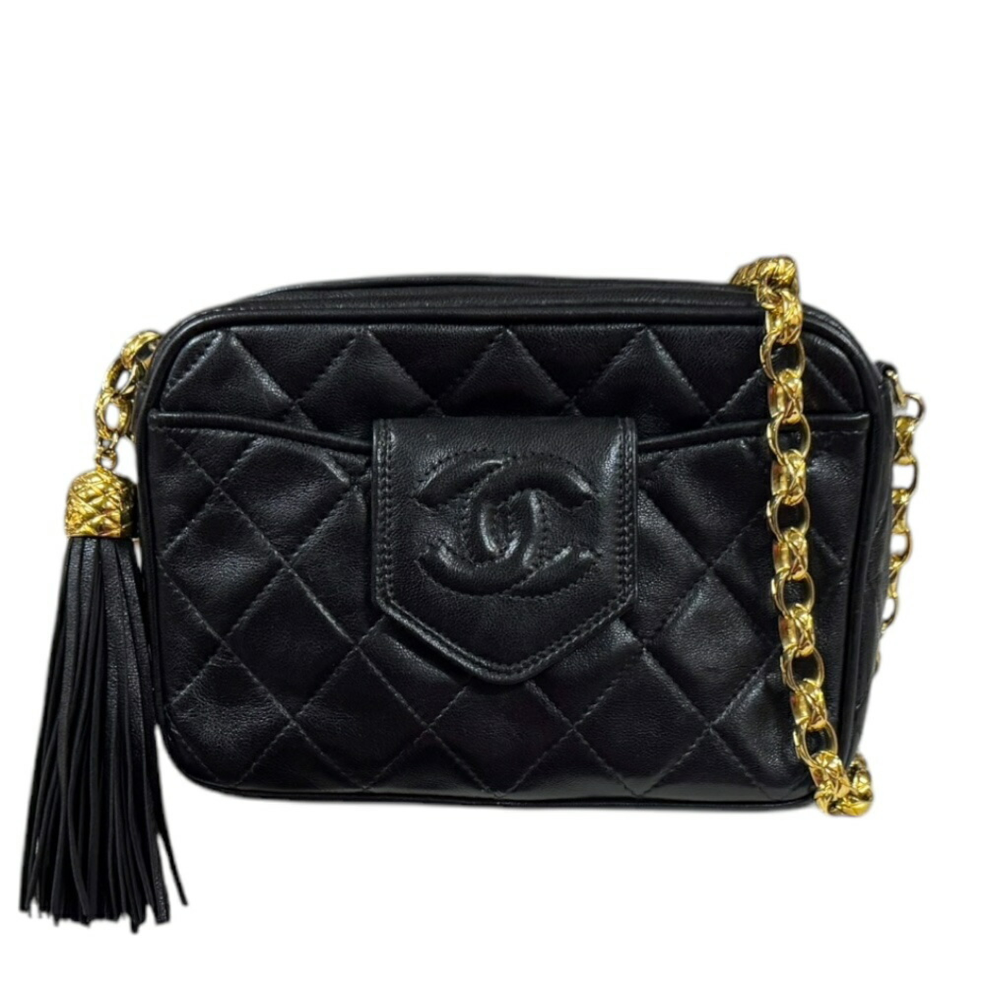 Chanel Matelasse Shoulder Bag Lambskin Black Women’s CHANEL Chain