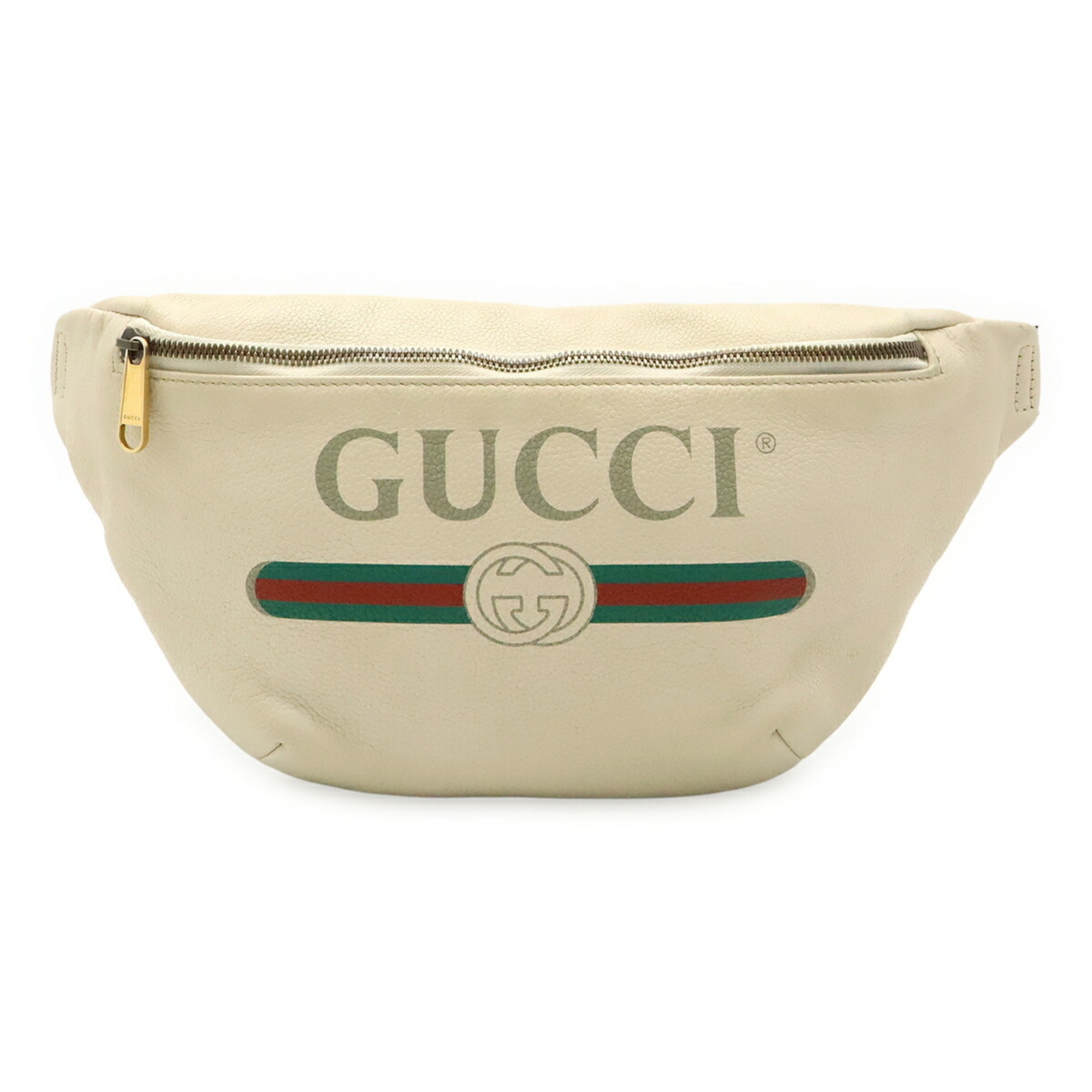 GUCCI Gucci Sherry Line Belt Bag, Waist Pouch, Body Leather, Ivory, White, 493869
