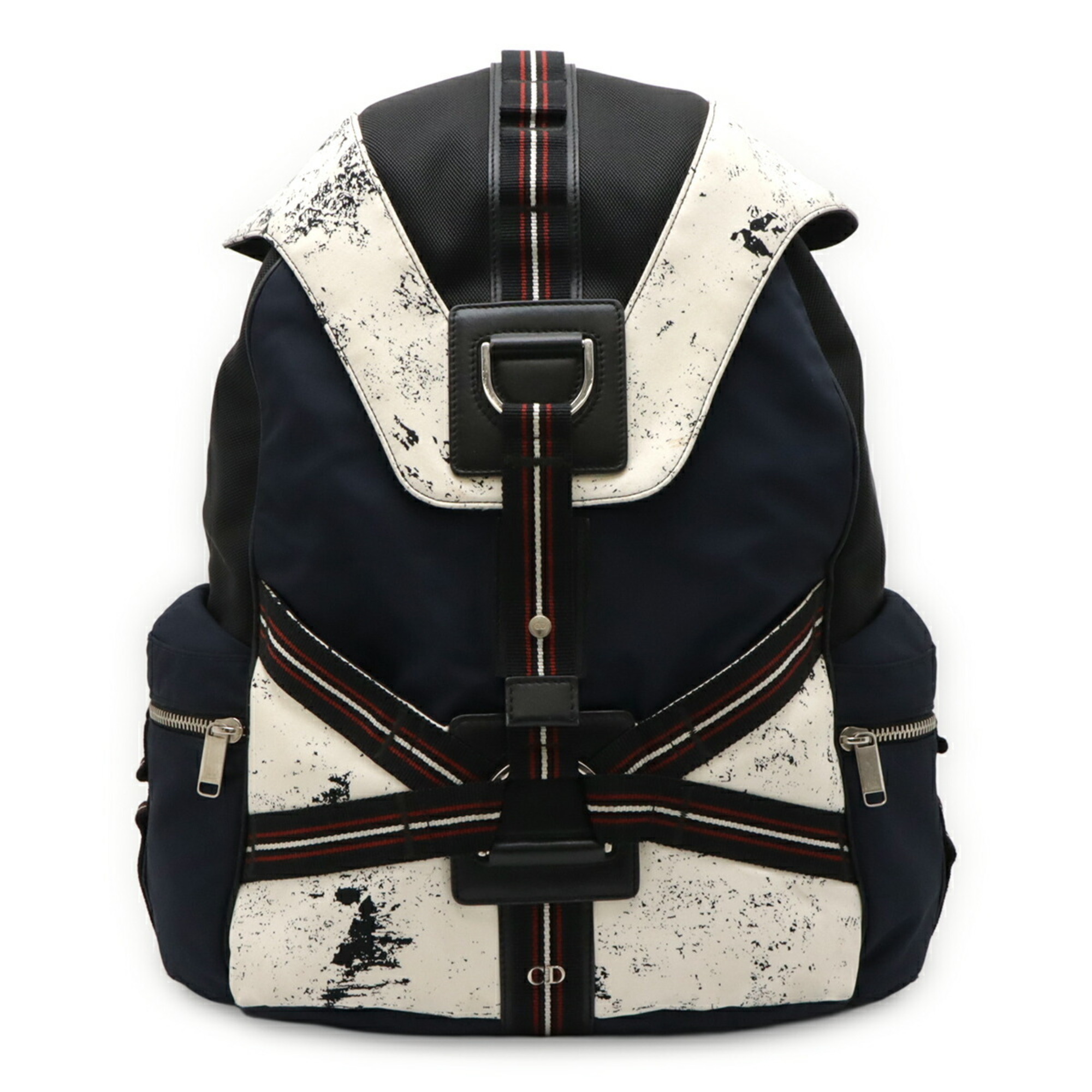 Christian Dior DIOR HOMME Homme Backpack Rucksack Nylon Leather White Navy Black