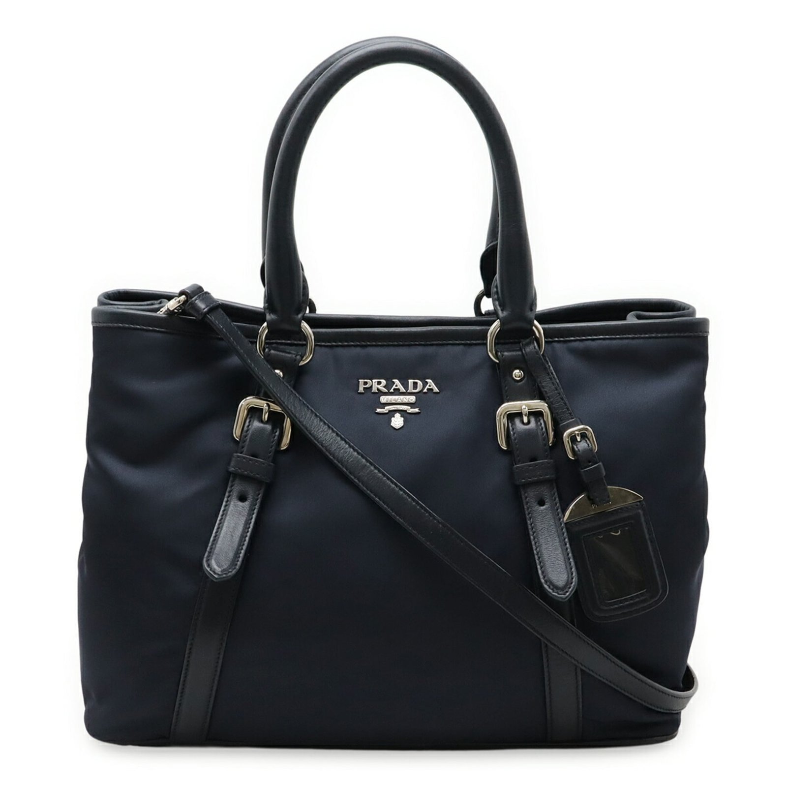 PRADA Prada Handbag, Tote Bag, Shoulder Nylon and Leather, BLEU, Navy, Purchased at a Japanese Outlet, BN2832