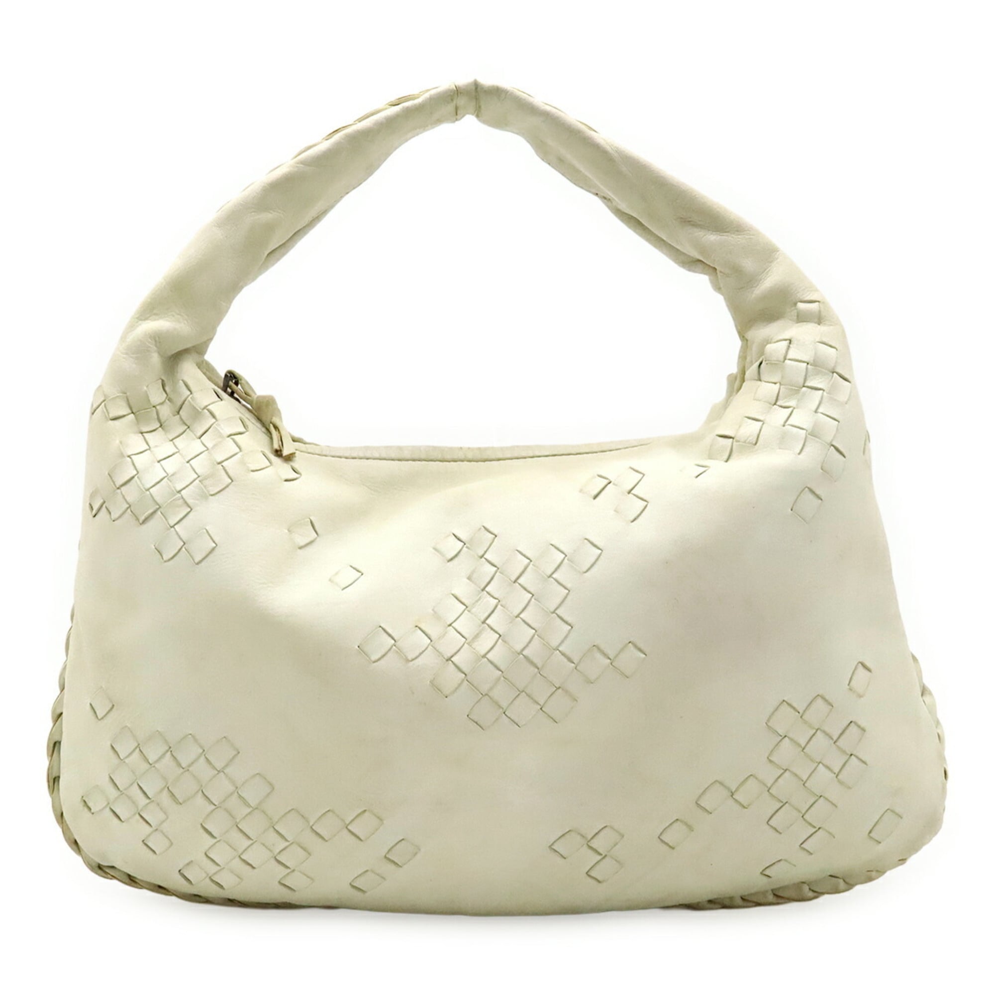 BOTTEGA VENETA Intrecciato shoulder bag/handbag in white leather