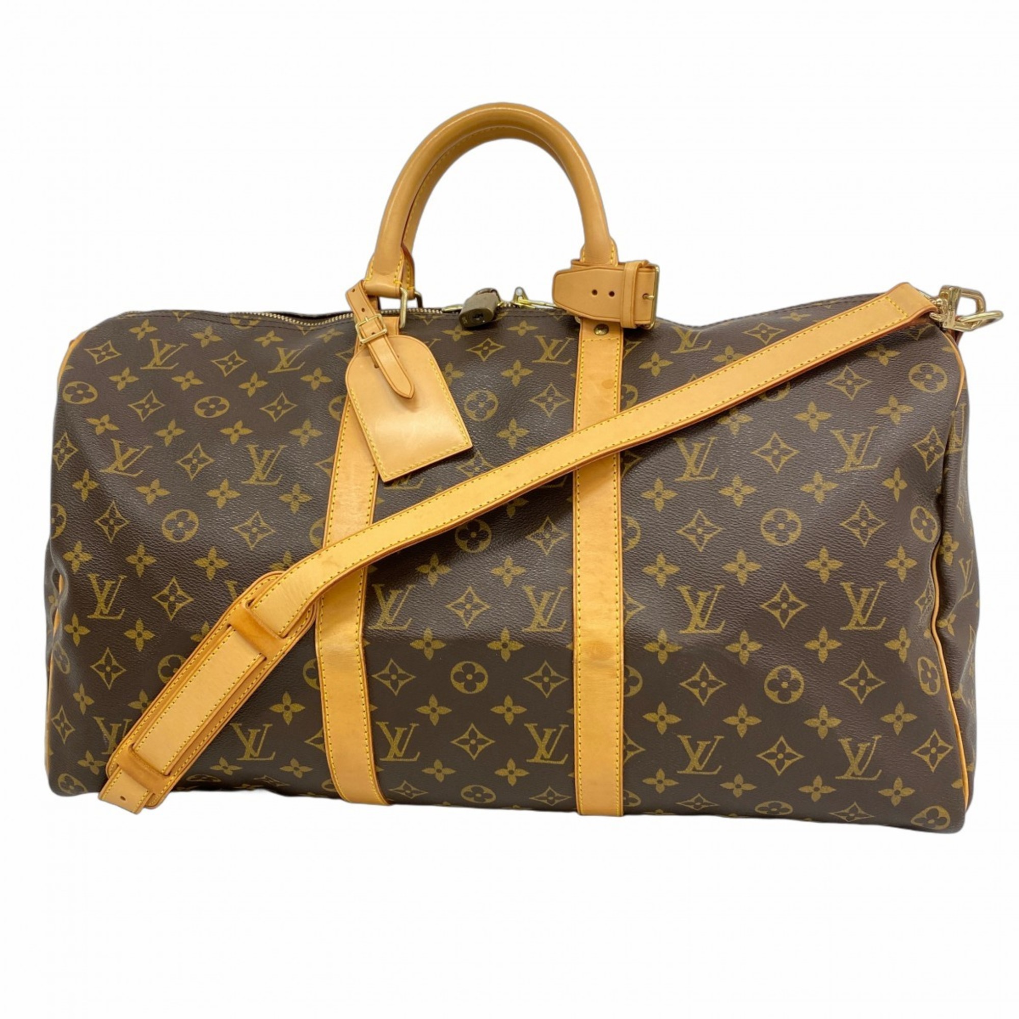 Louis Vuitton Monogram Keepall Bandouliere 50 Boston Bag M41416 Brown Men’s and Women’s