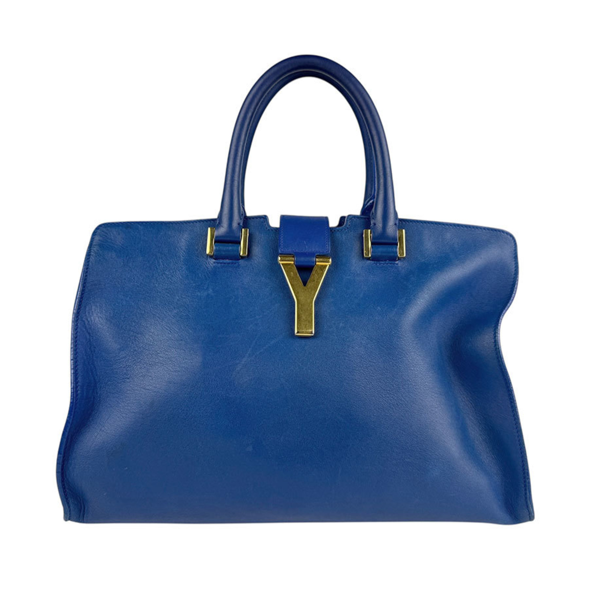 Saint Laurent SAINT LAURENT Handbag Shoulder Bag Petit Cabas Leather Blue Gold Women’s z5480