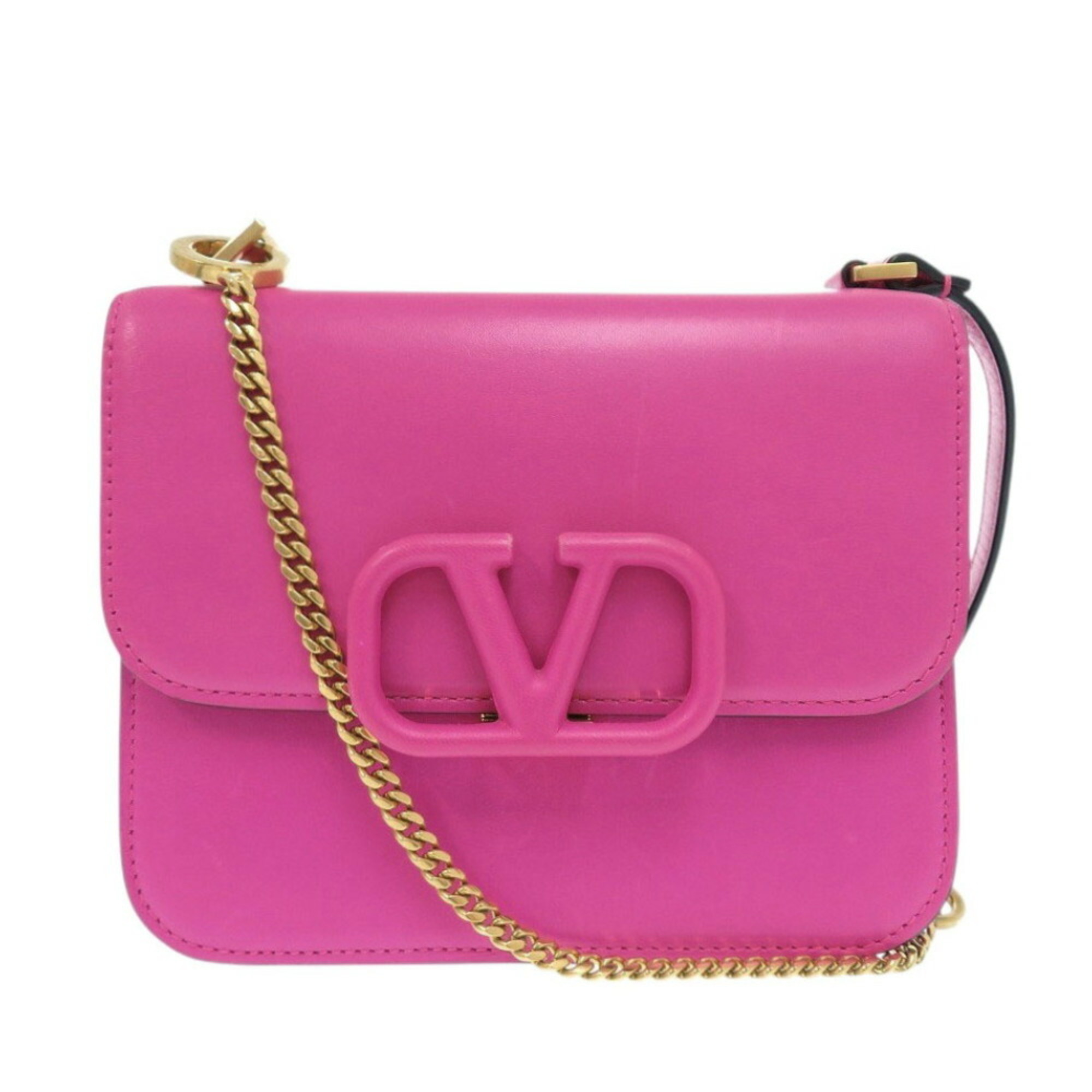 Valentino Garavani V-Sling Leather Pink Shoulder Bag 0485Valentino