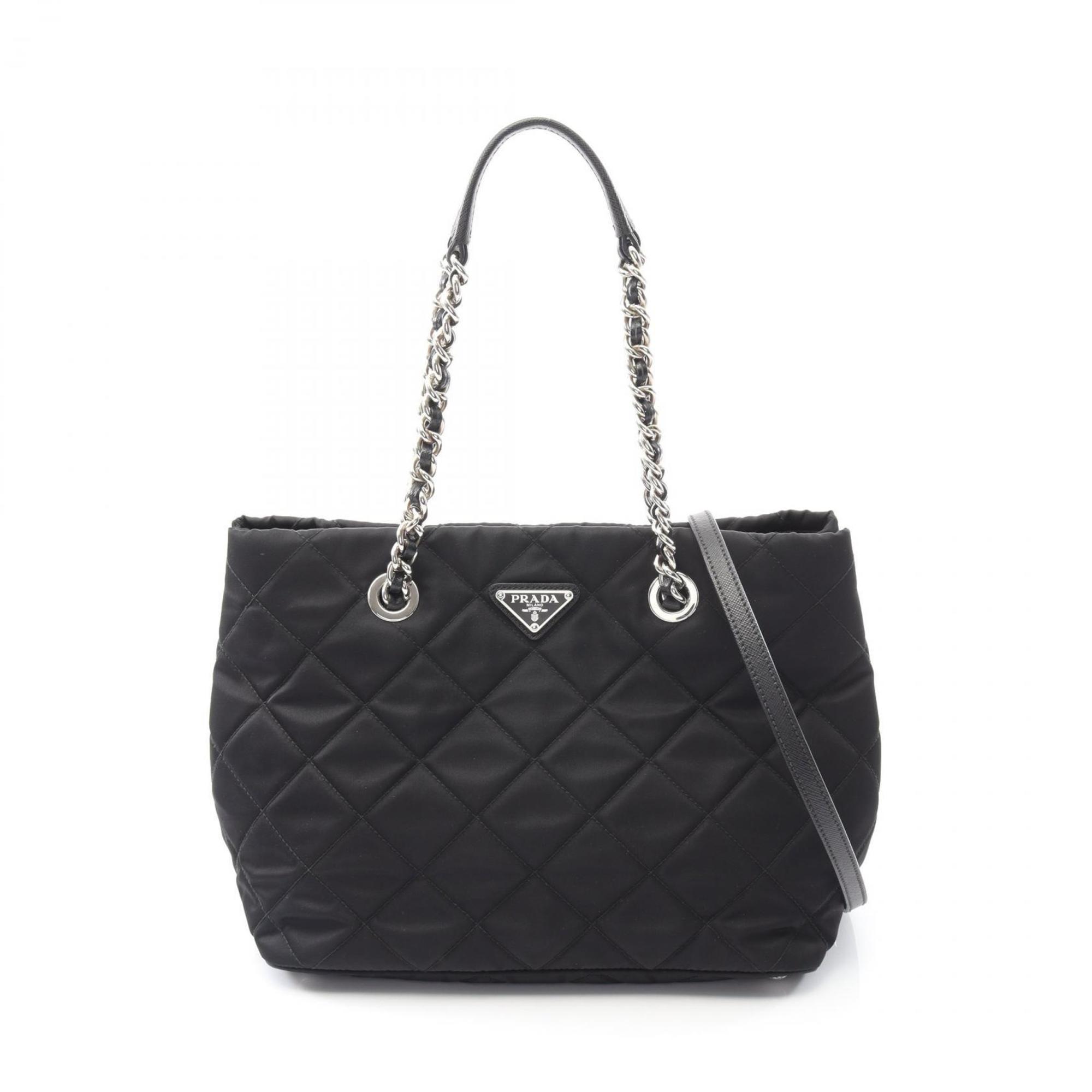 Prada TESSUTO IMPUNTU Tote Bag in Nylon and Saffiano Leather, Black
