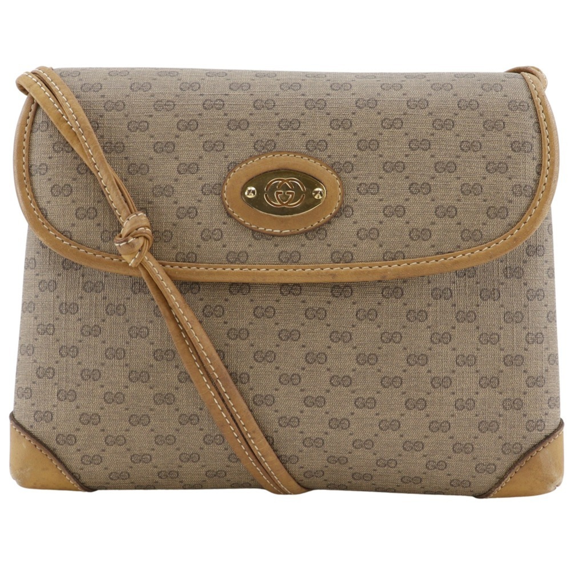 Gucci Old Shoulder Bag Micro GG PVC Beige Type Women’s