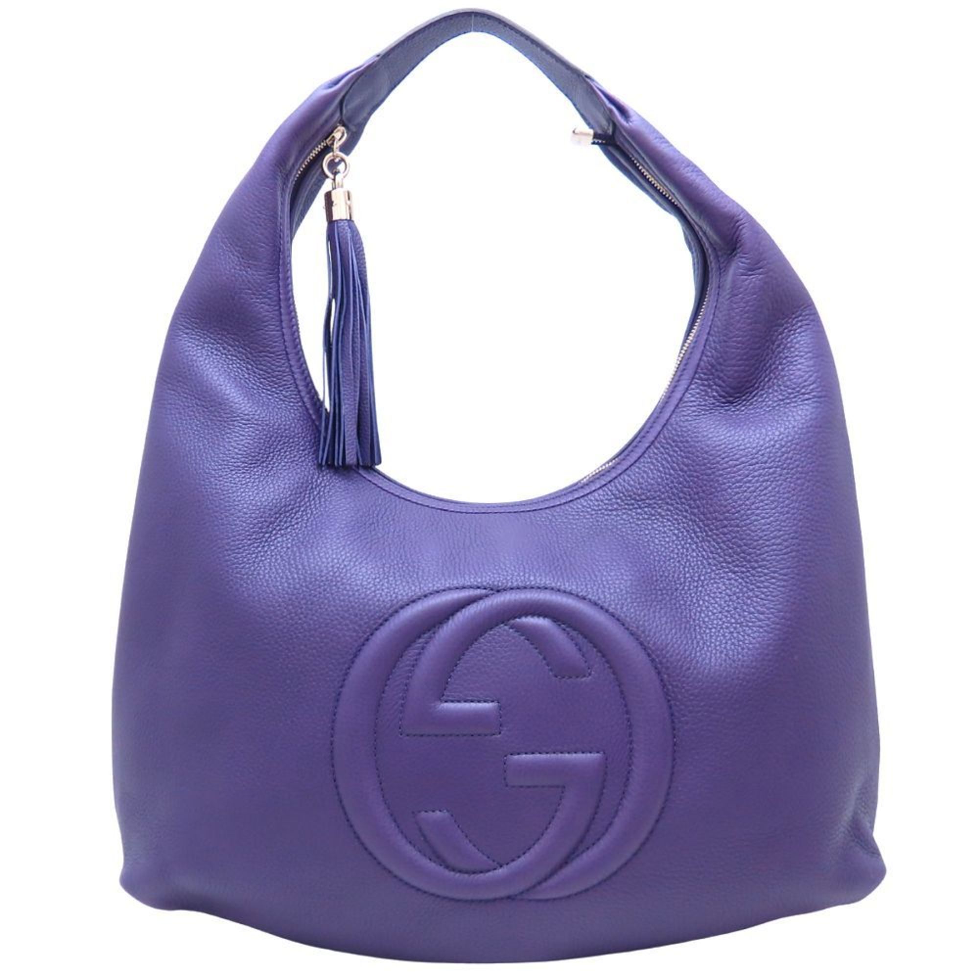 GUCCI Soho Line Hobo Shoulder Bag, 282304, Leather, Purple, Women’s, 352838