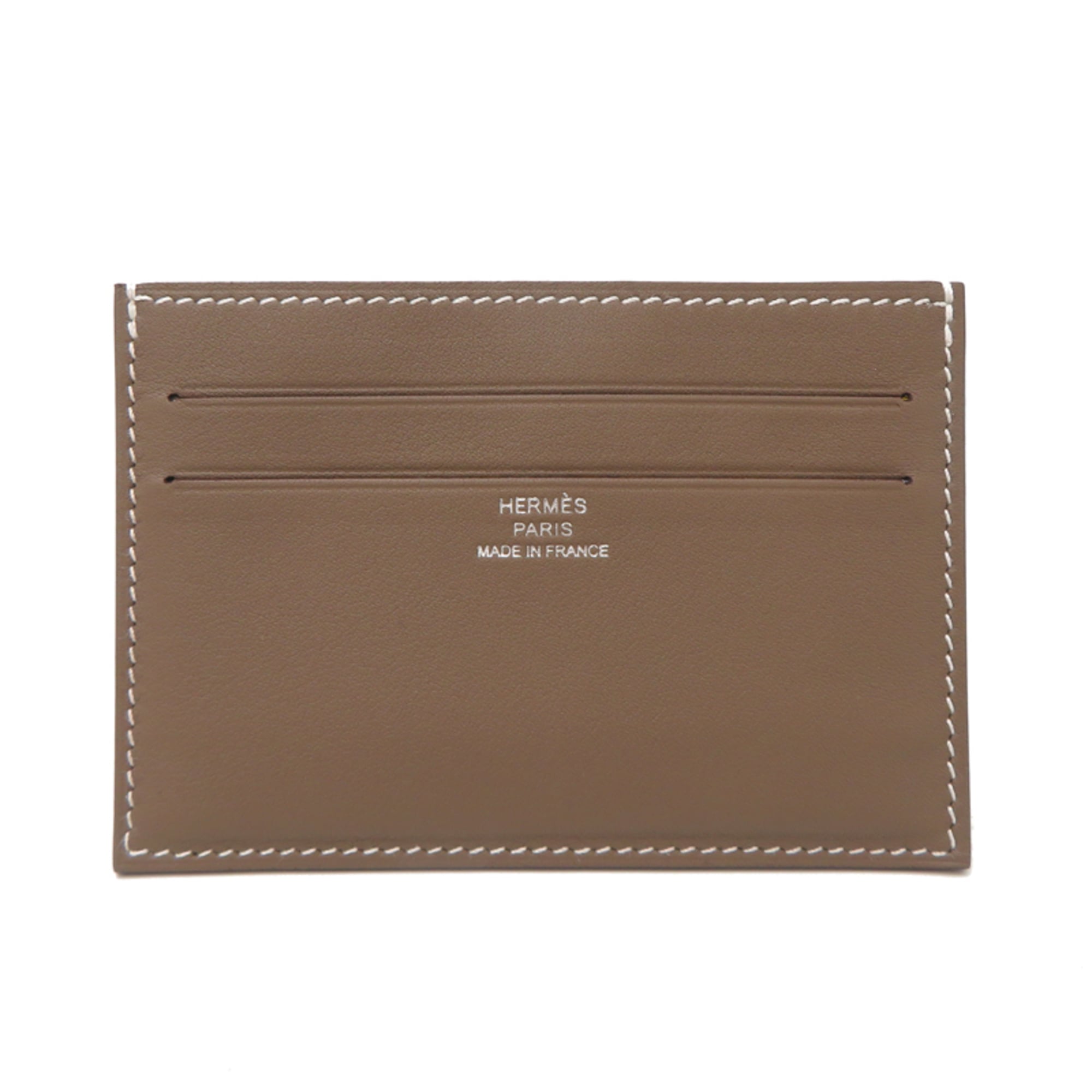 Hermes HermÃ¨s Chizen Twill Silkin B Stamp (2023) Women’s/Men’s Card Case in Swift Etoupe