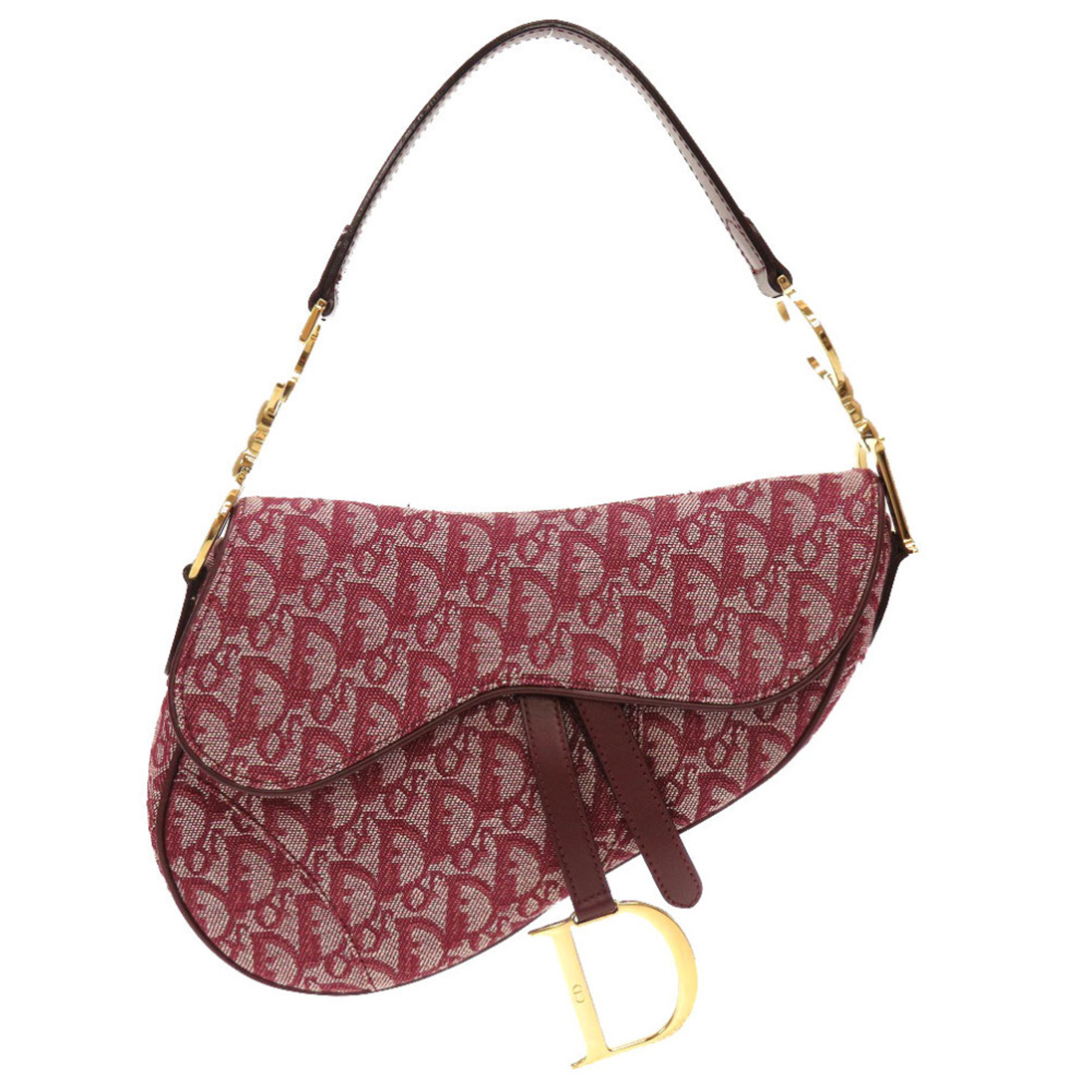 Like new Christian Dior Trotter Saddlebag, canvas and leather, Bordeaux, handbag, bag 0123, Oblique.