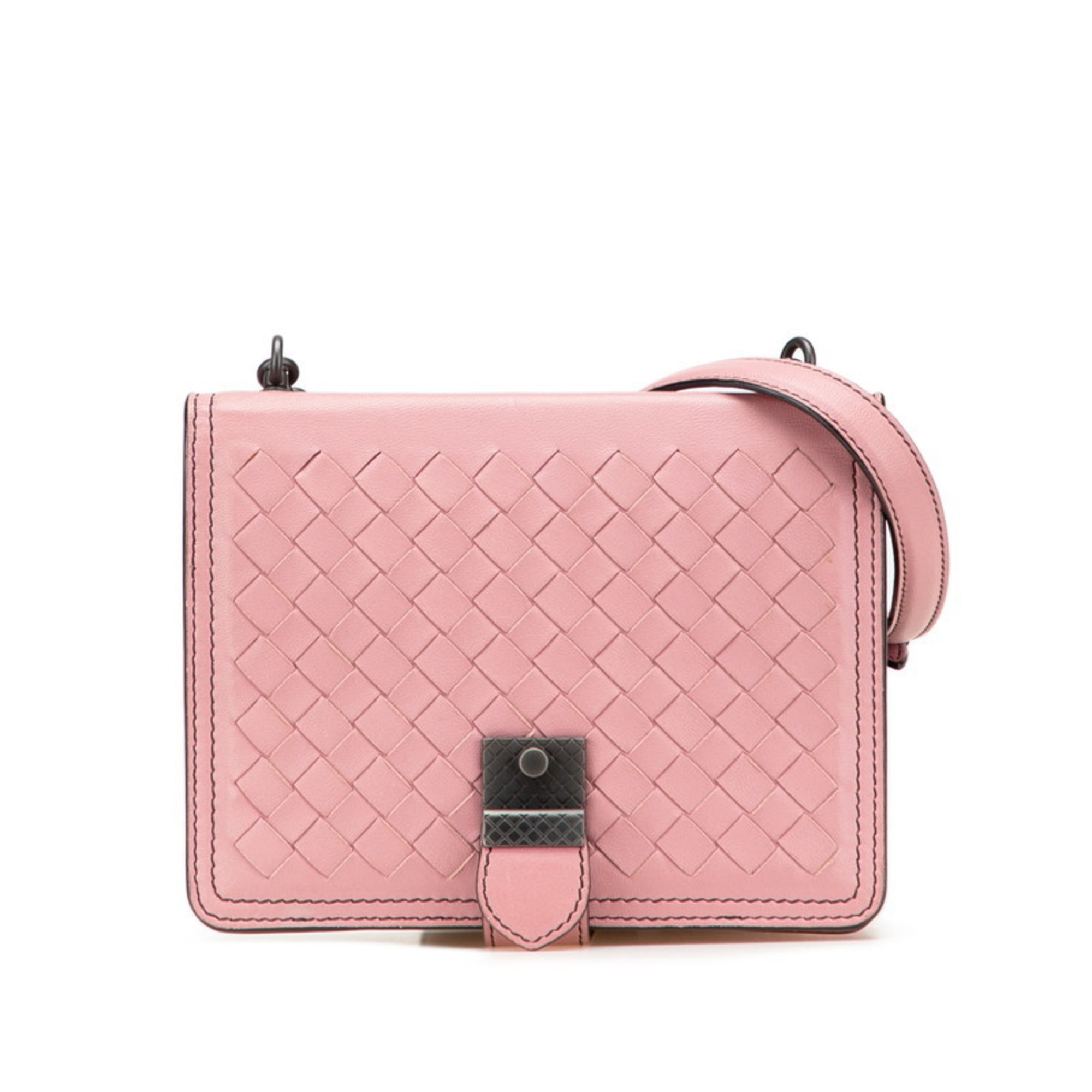 Bottega Veneta Intrecciato Chain One-Shoulder Bag in Pink Leather for Women