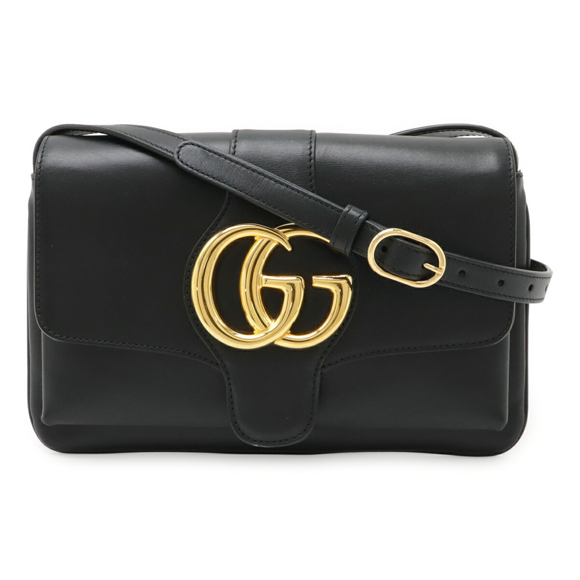 GUCCI Ally GG Marmont Shoulder Bag Pochette Leather Black 550129