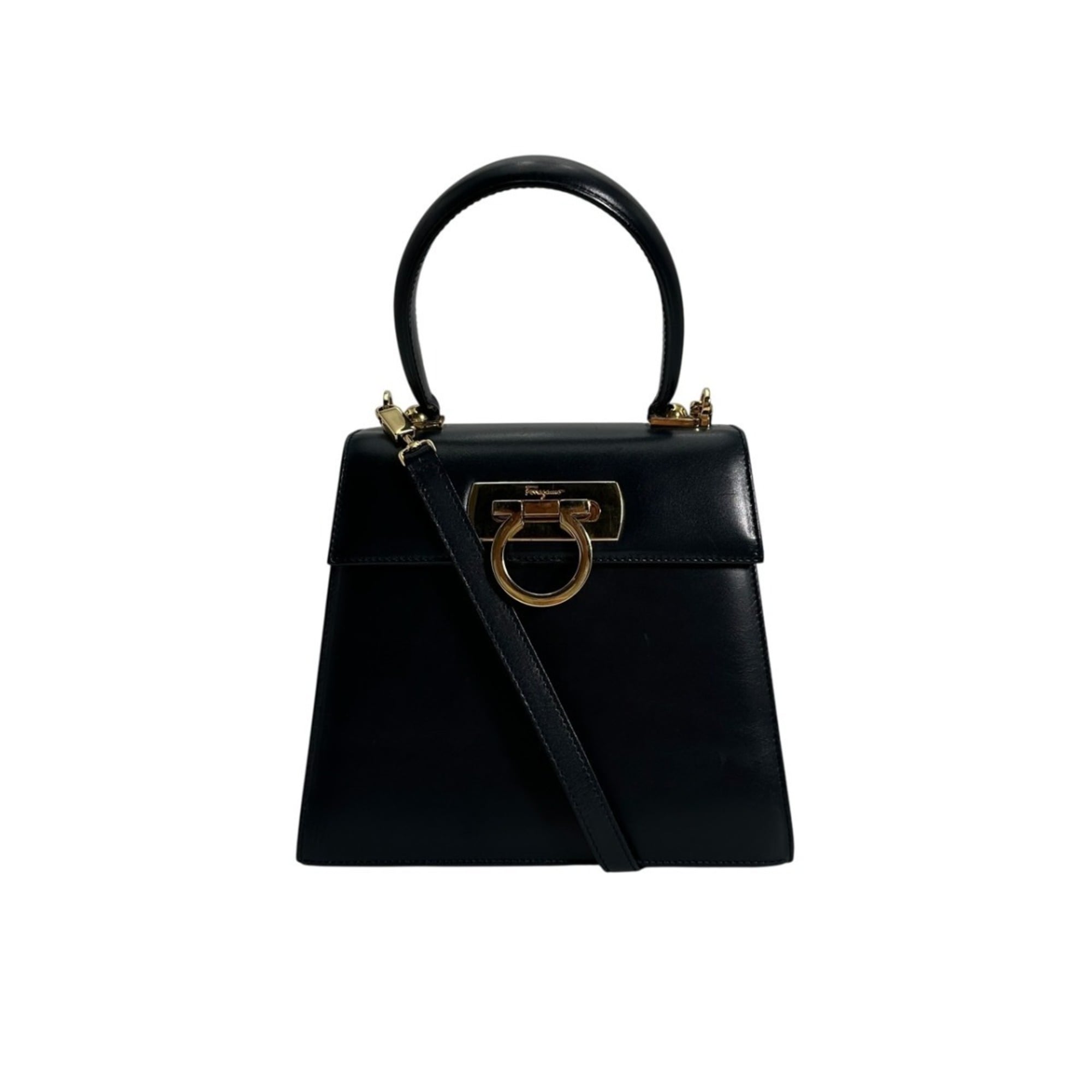 Salvatore Ferragamo Handbag 2WAY Bag Shoulder Gancini Leather BX-212193 Black