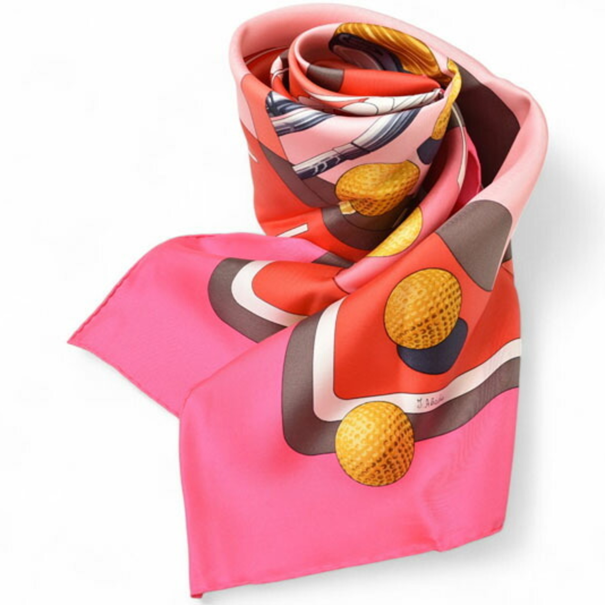 Hermes HermÃ¨s CarrÃ© 90 Scarf, Silk Twill, SWING Golf, Pink