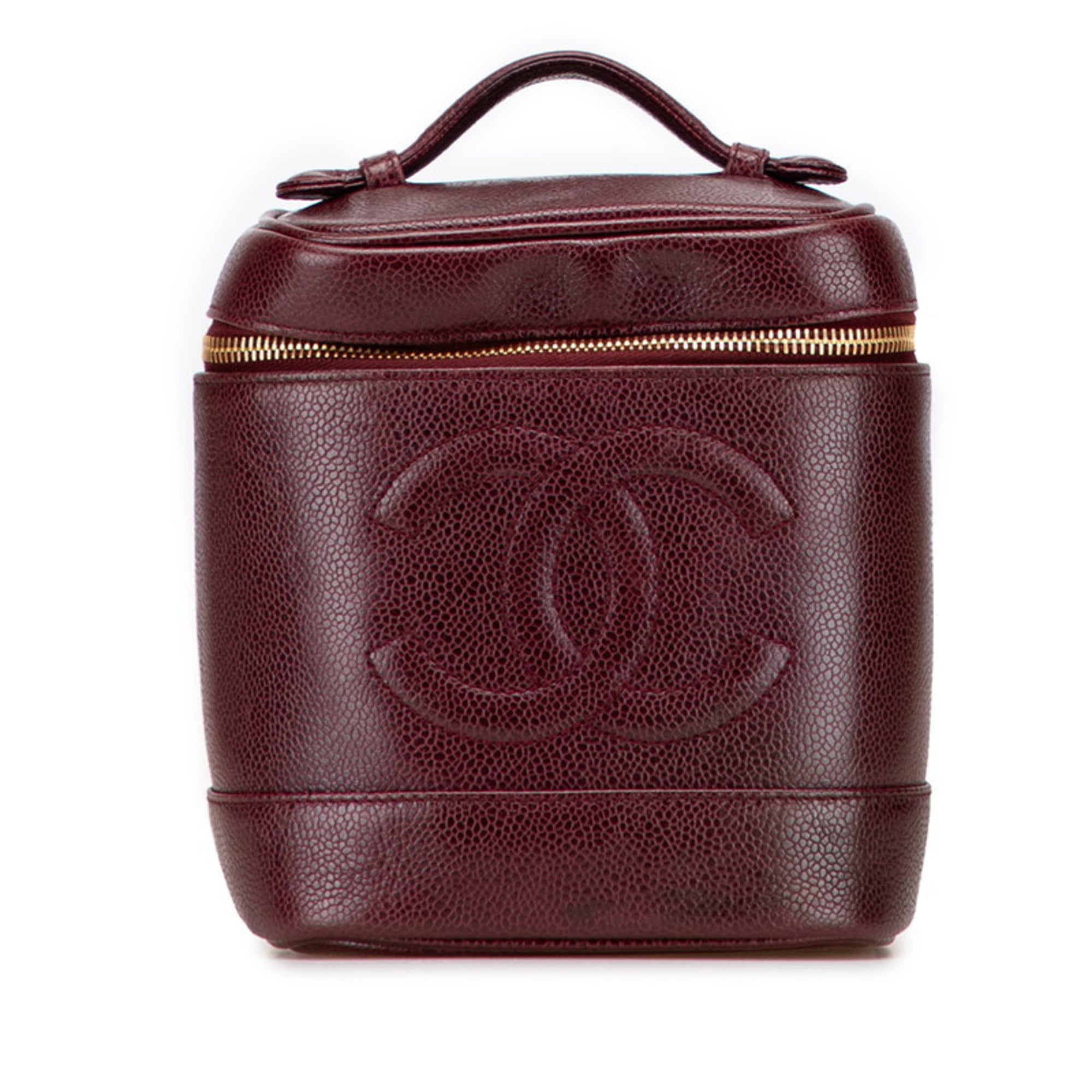 Chanel Coco Mark Vanity Bag, Wine Red Caviar Skin, Women’s, CHANEL