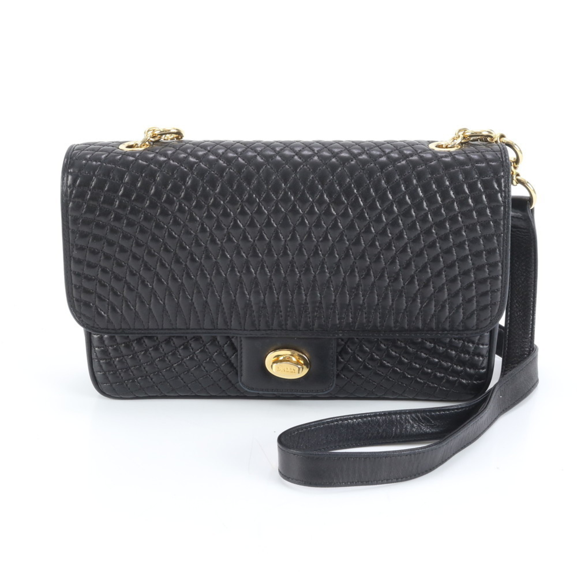 Bally quilted leather shoulder bag, black, for women