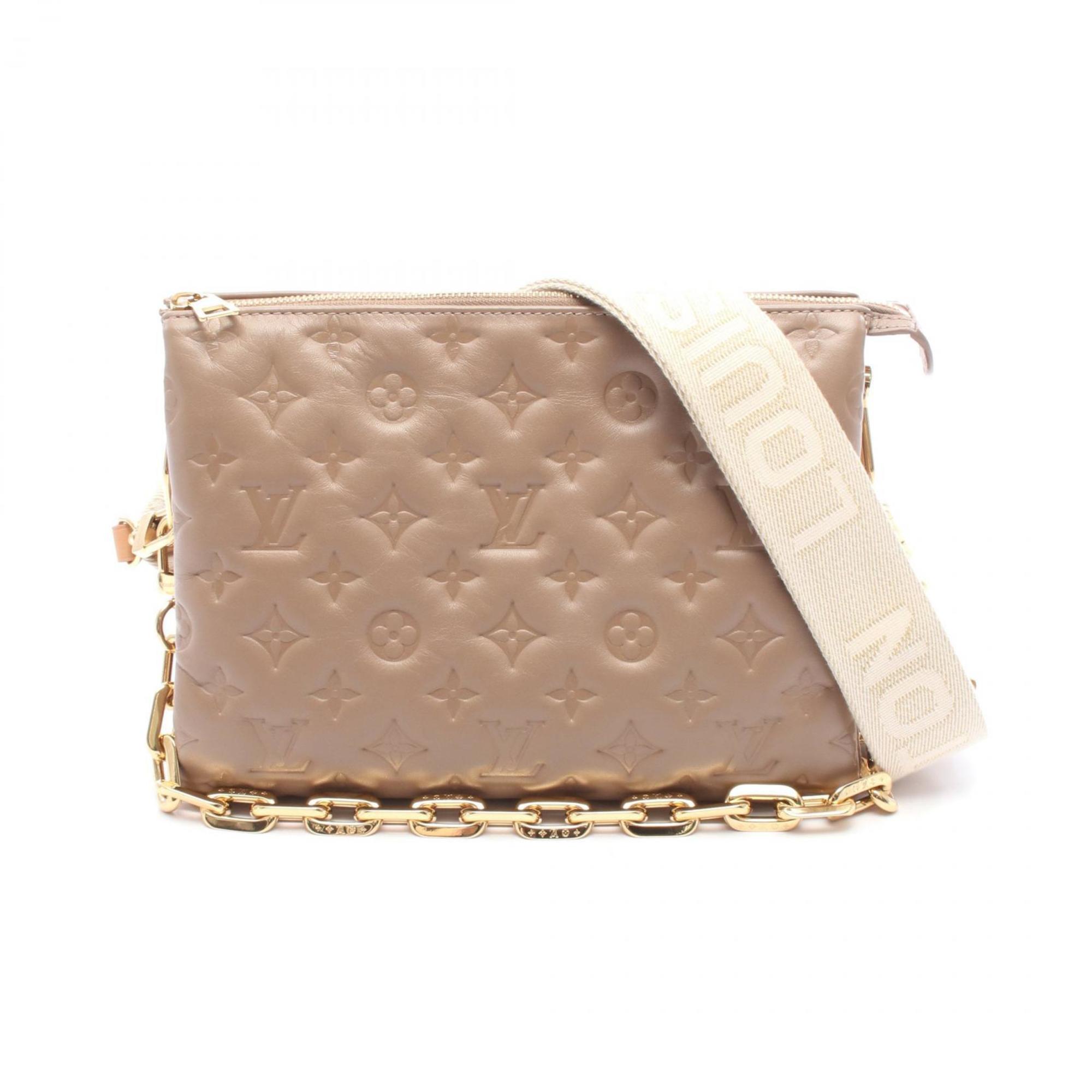 Louis Vuitton Coussin PM Monogram Shoulder Bag in Taupe Leather, Beige, Women’s, M59277
