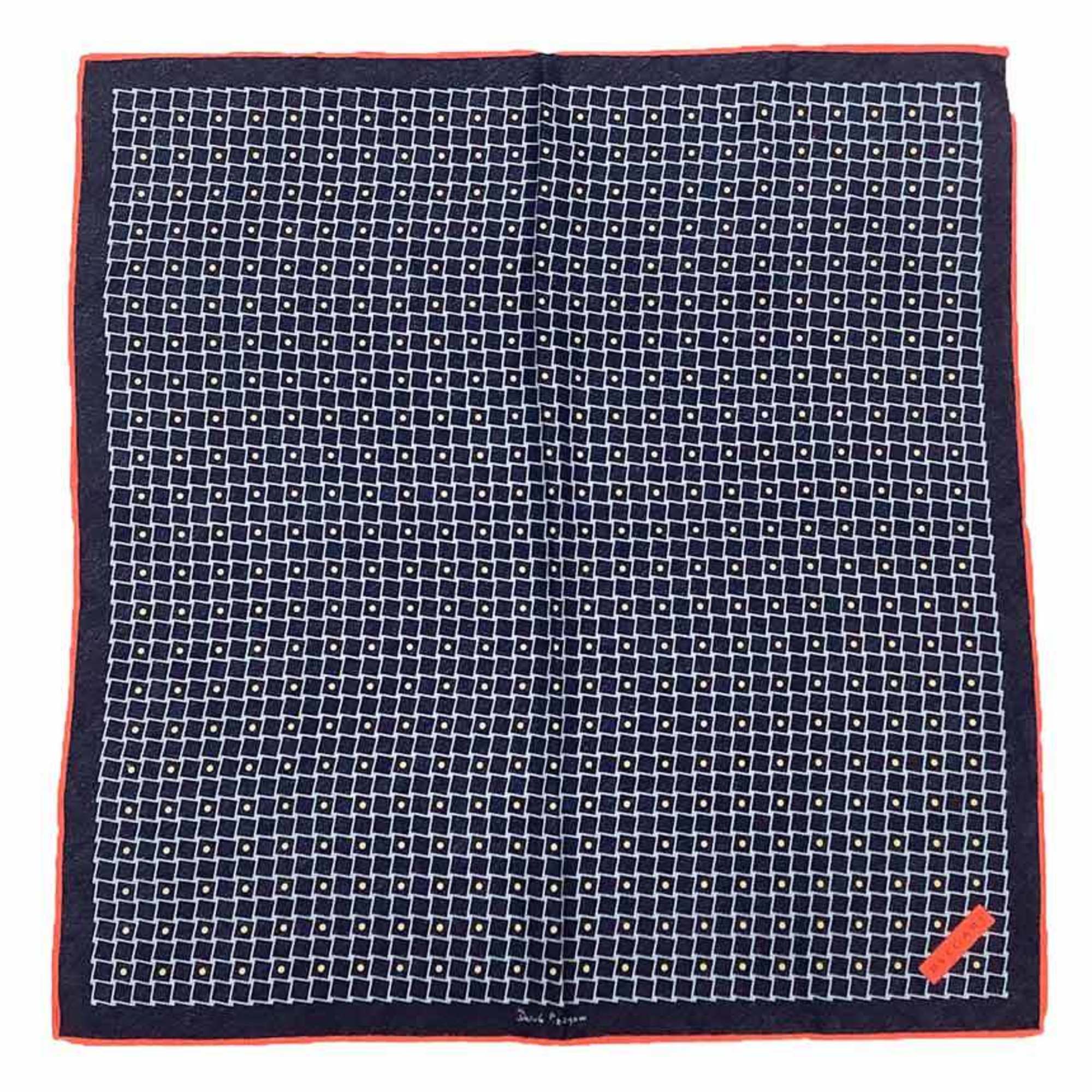 BVLGARI Silk Scarf/Muffler in Navy with Pocket Square. Scarf.