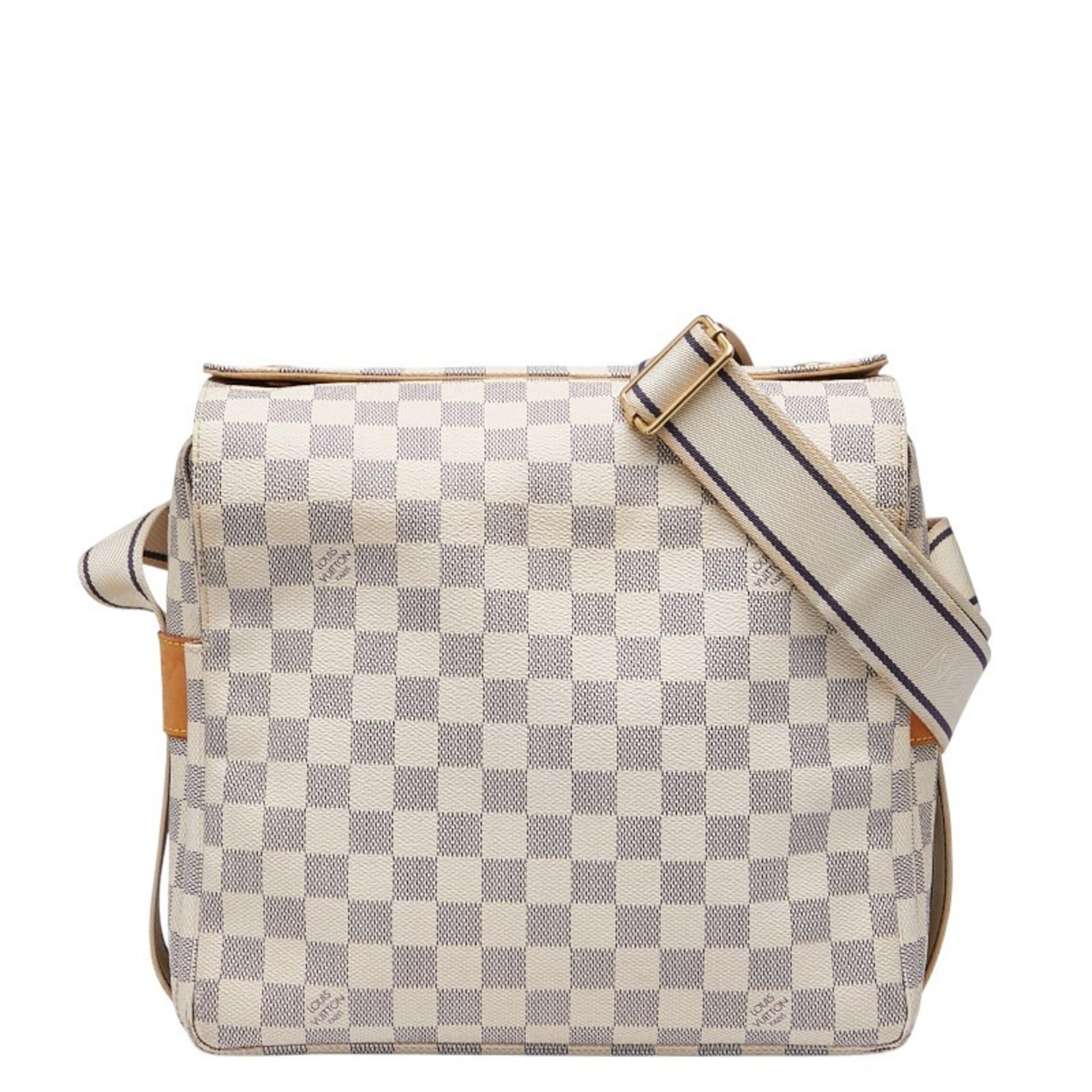 Louis Vuitton Damier Azur Naviglio Shoulder Bag N51189 White Leather Women’s LOUIS VUITTON