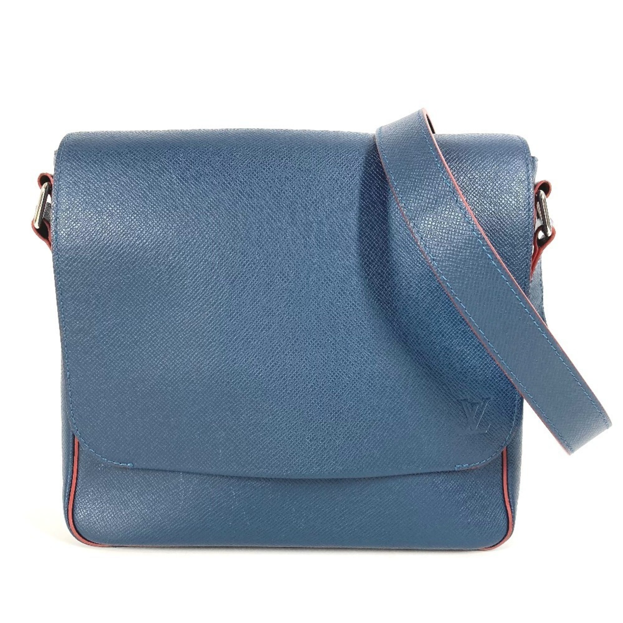 LOUIS VUITTON Taiga Roman PM NM Flap Messenger Bag, Two-Tone Leather, Ocean Navy, Men’s